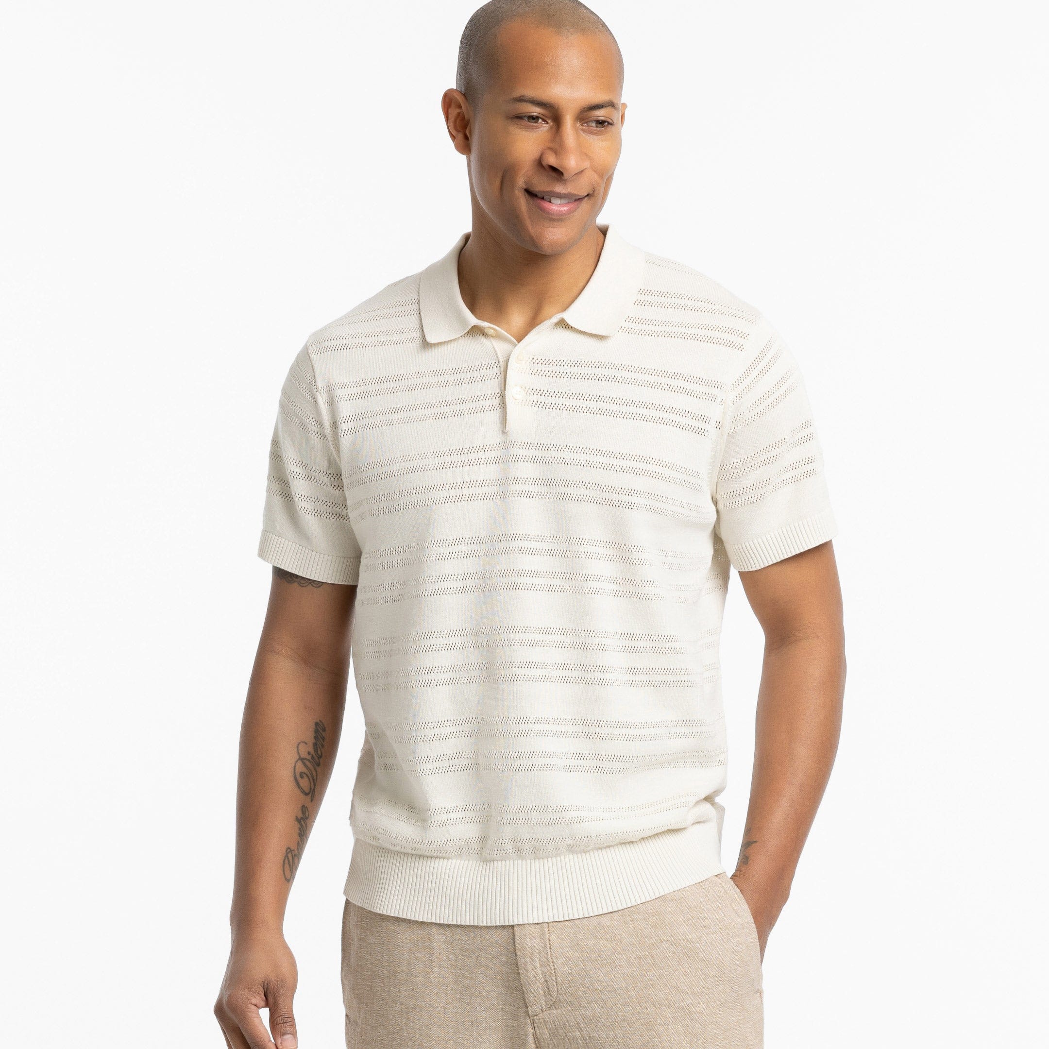 Alabaster Stripes Knit Polo