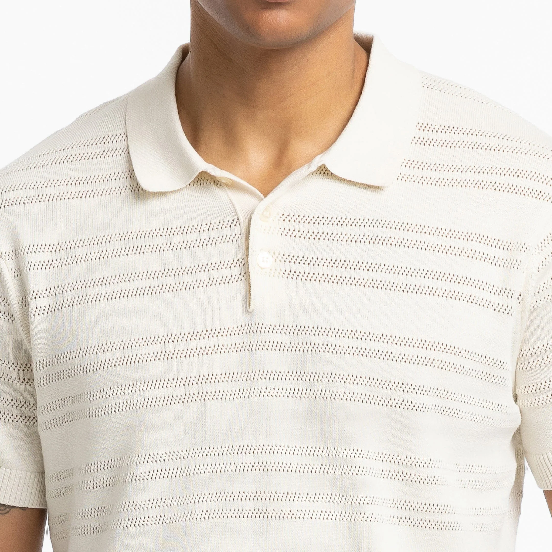 Alabaster Stripes Knit Polo - Image 4