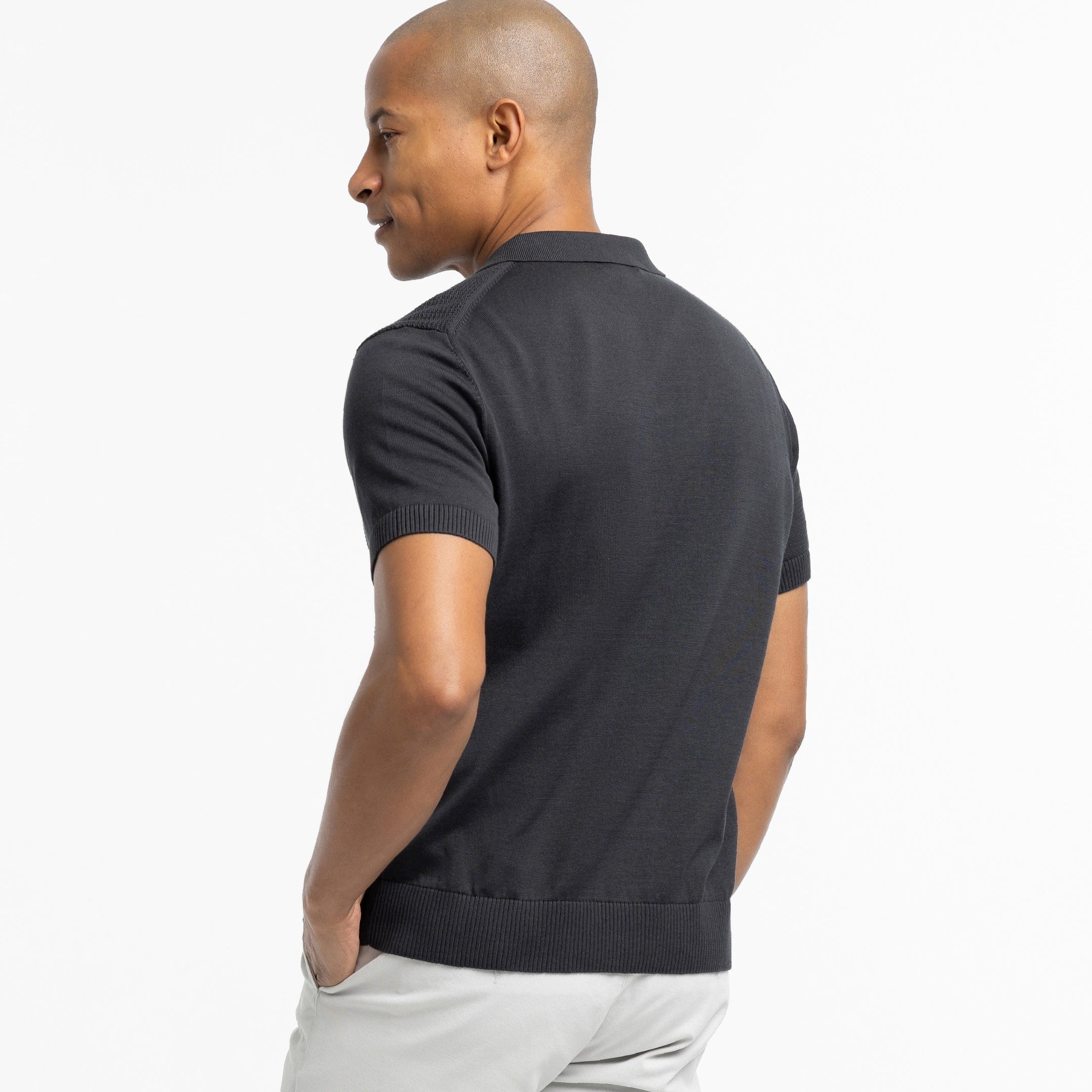 Black Knit Polo - Image 3