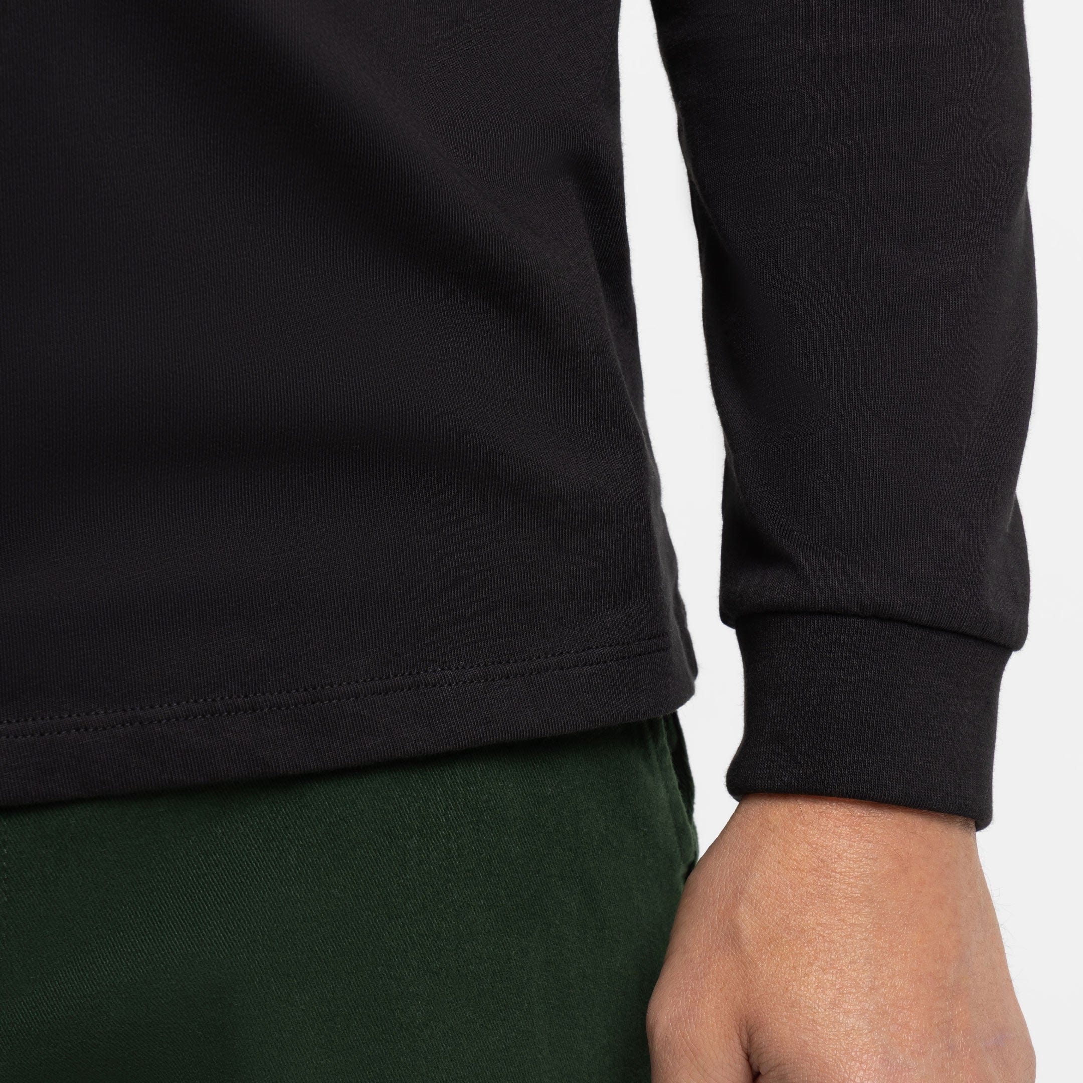 Black Long Sleeve Pima Cotton Crew Neck Tee - Image 4