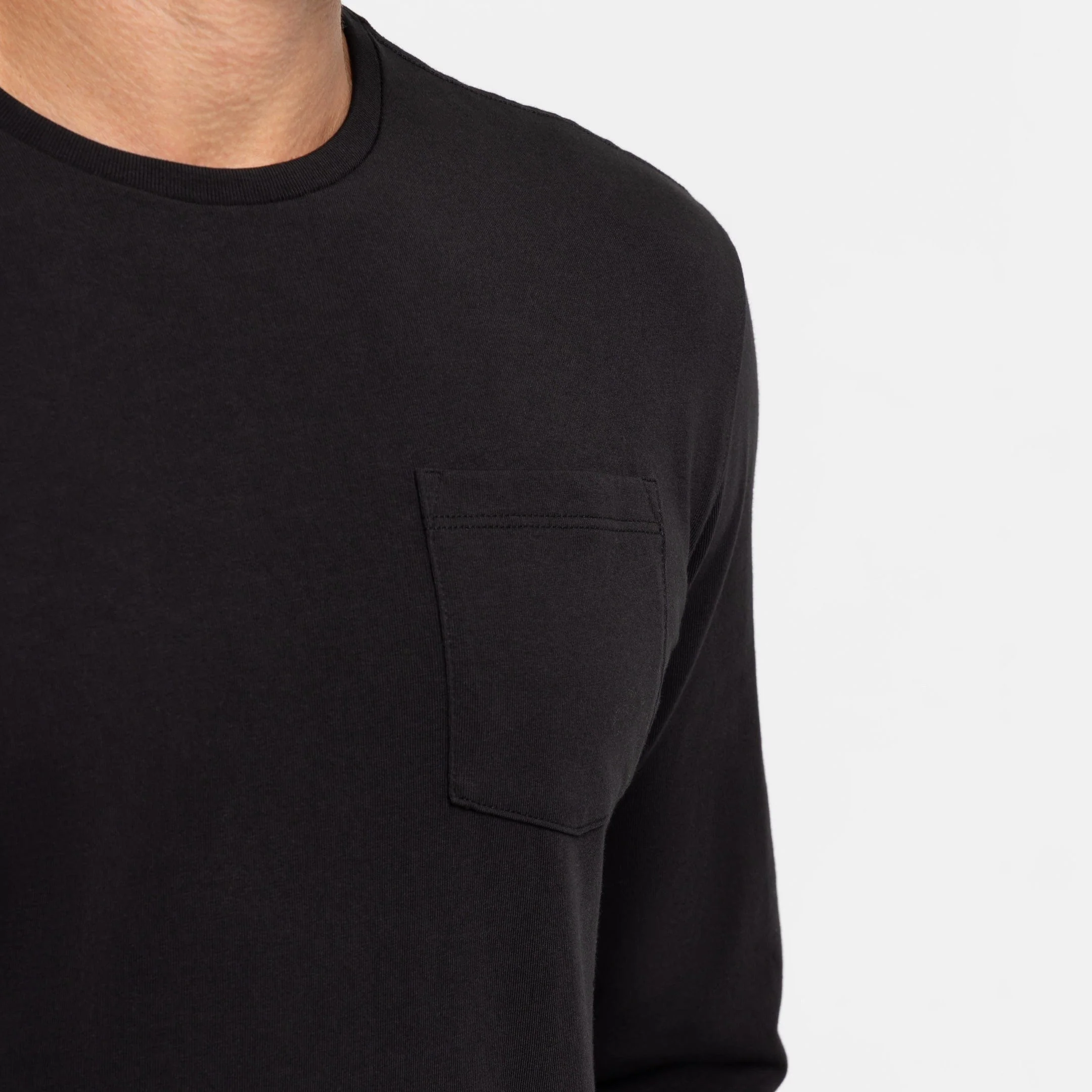 Black Long Sleeve Pima Cotton Crew Neck Tee - Image 5