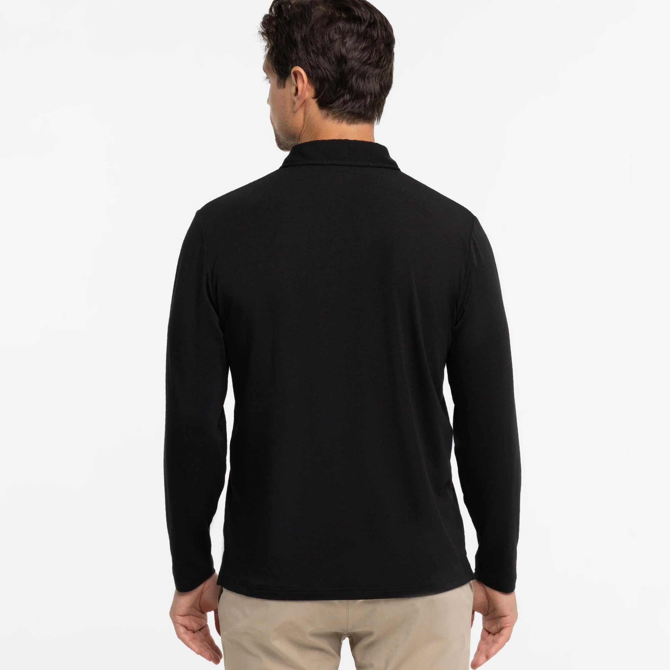 Black Long Sleeve Tech Polo - Image 3