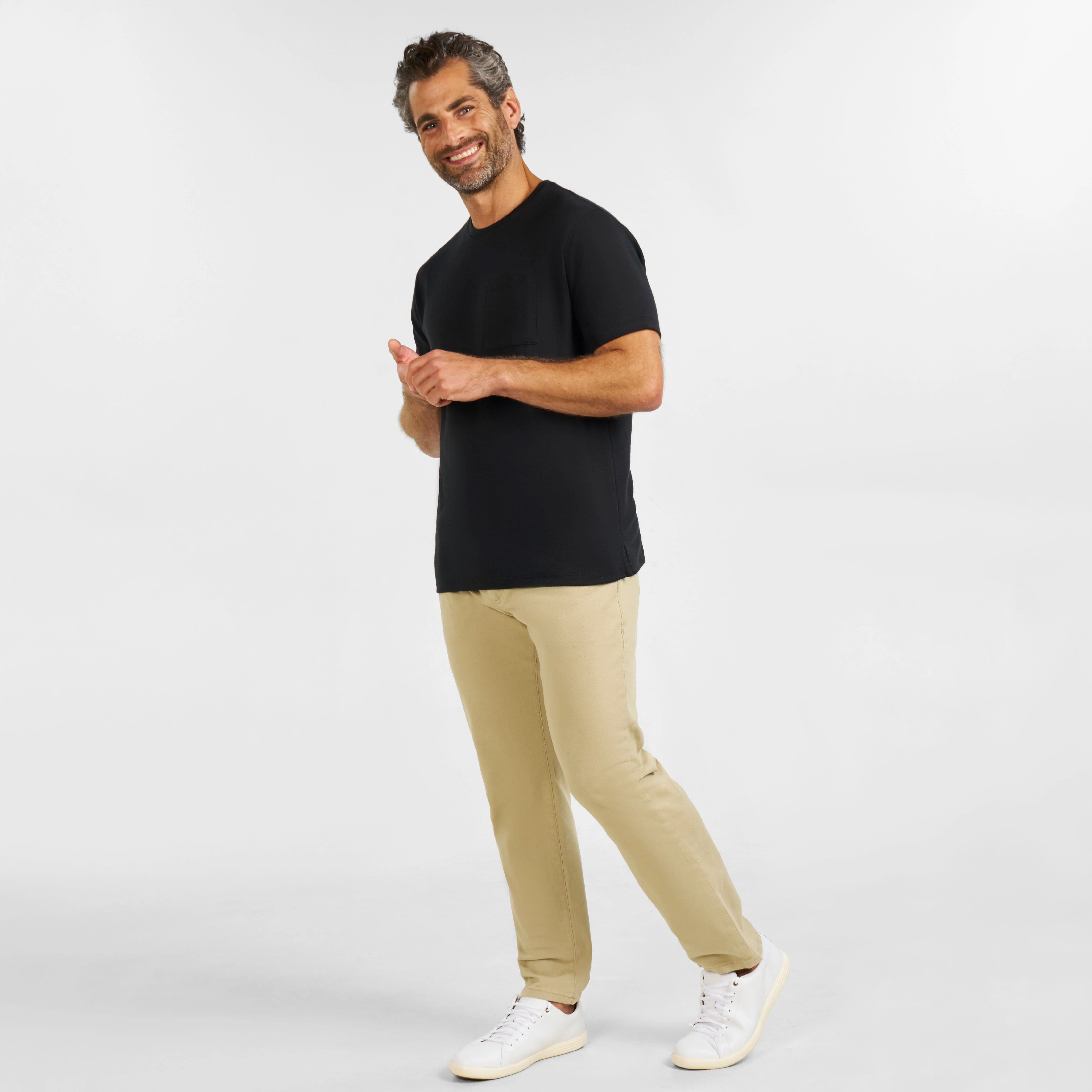 Black Micro Pique Crew Neck Tee - Image 2
