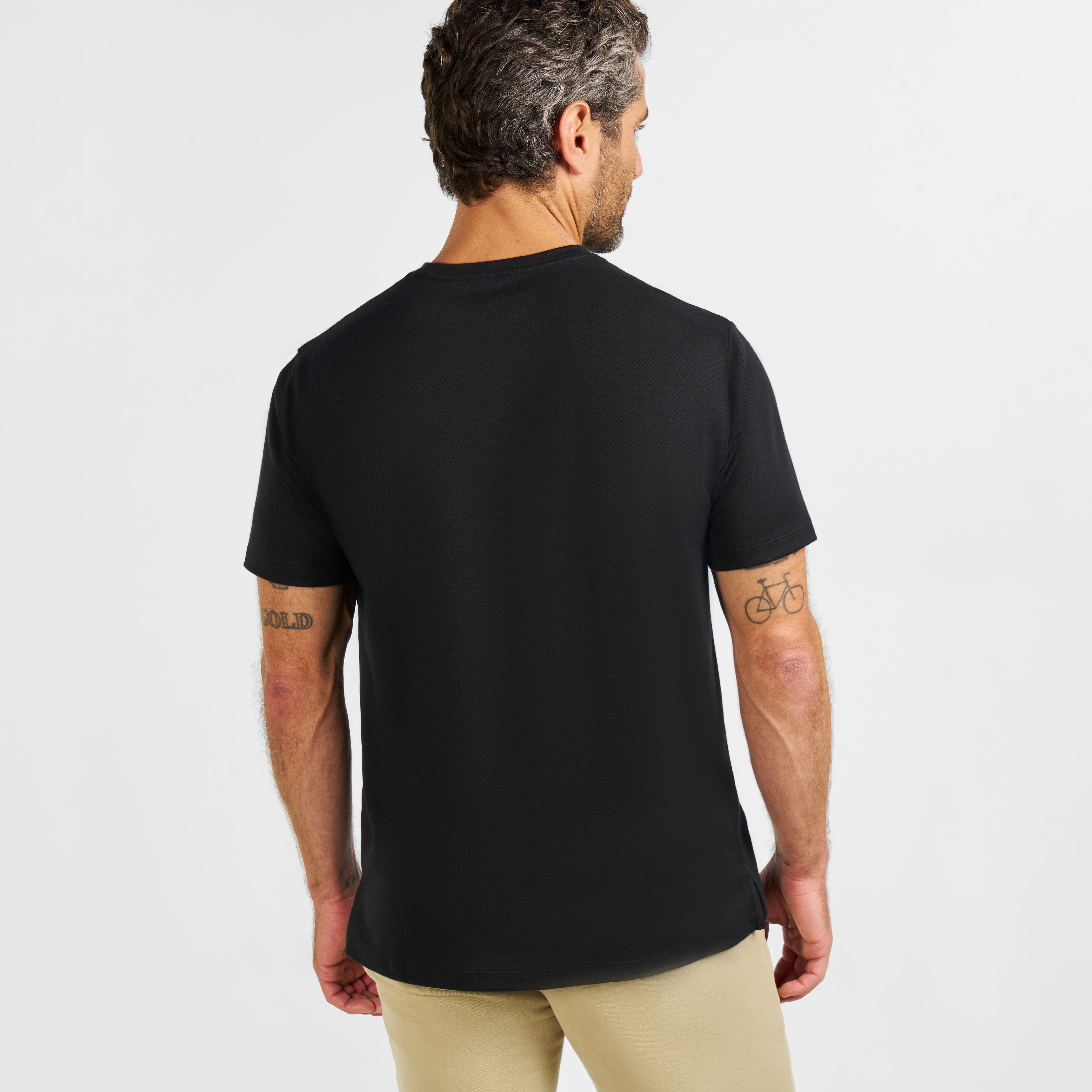 Black Micro Pique Crew Neck Tee - Image 3