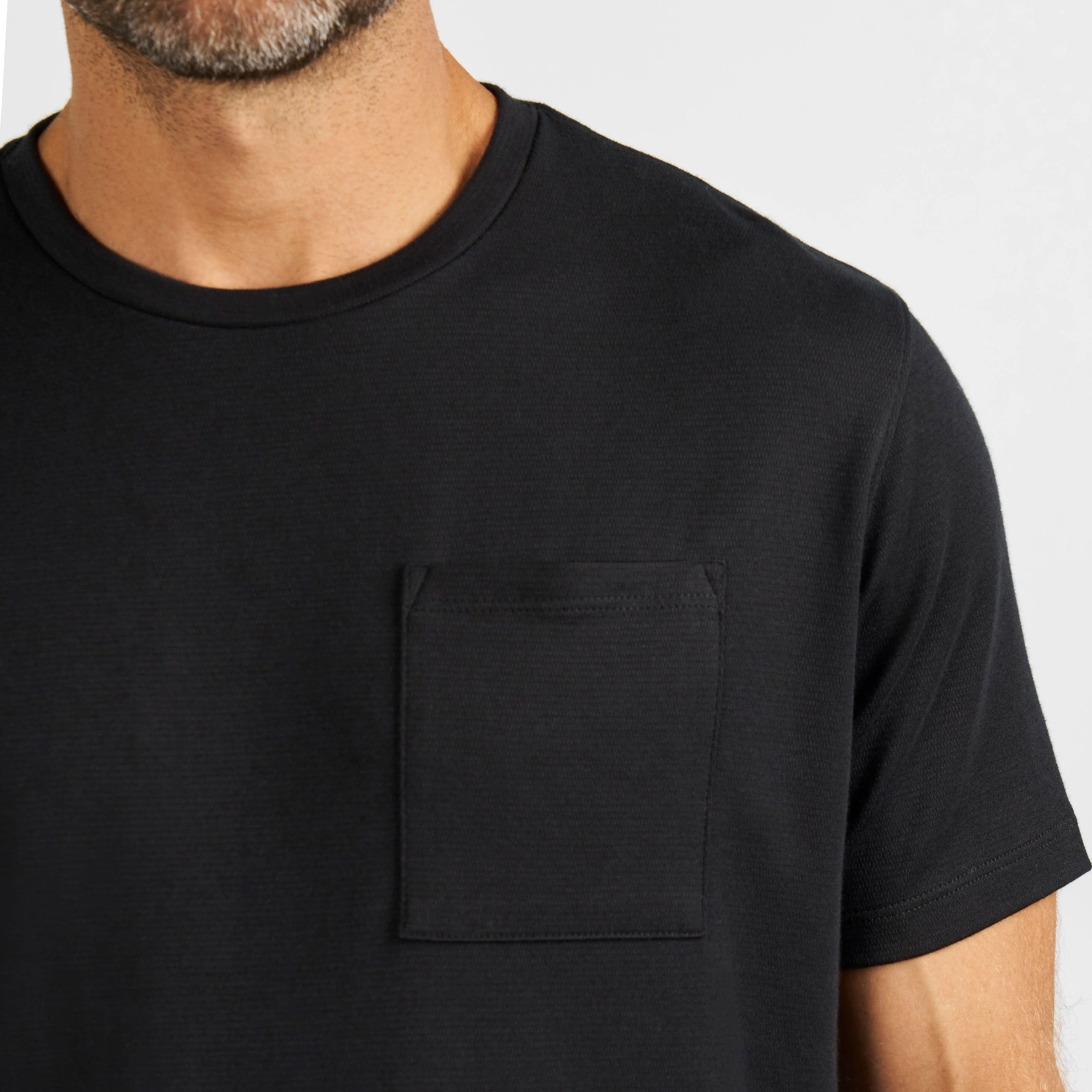 Black Micro Pique Crew Neck Tee - Image 4