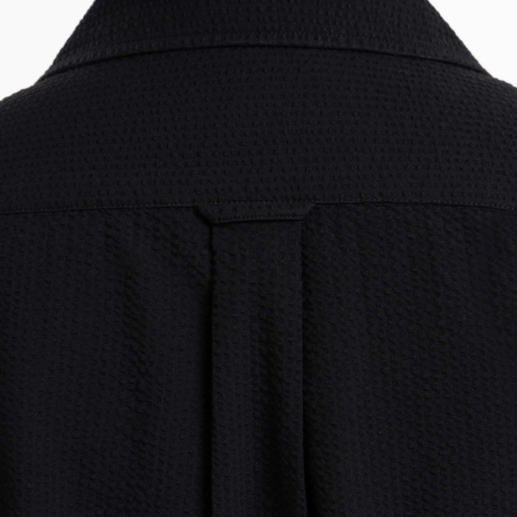 Black Seersucker Camp Collar Short Sleeve Shirt - Image 5