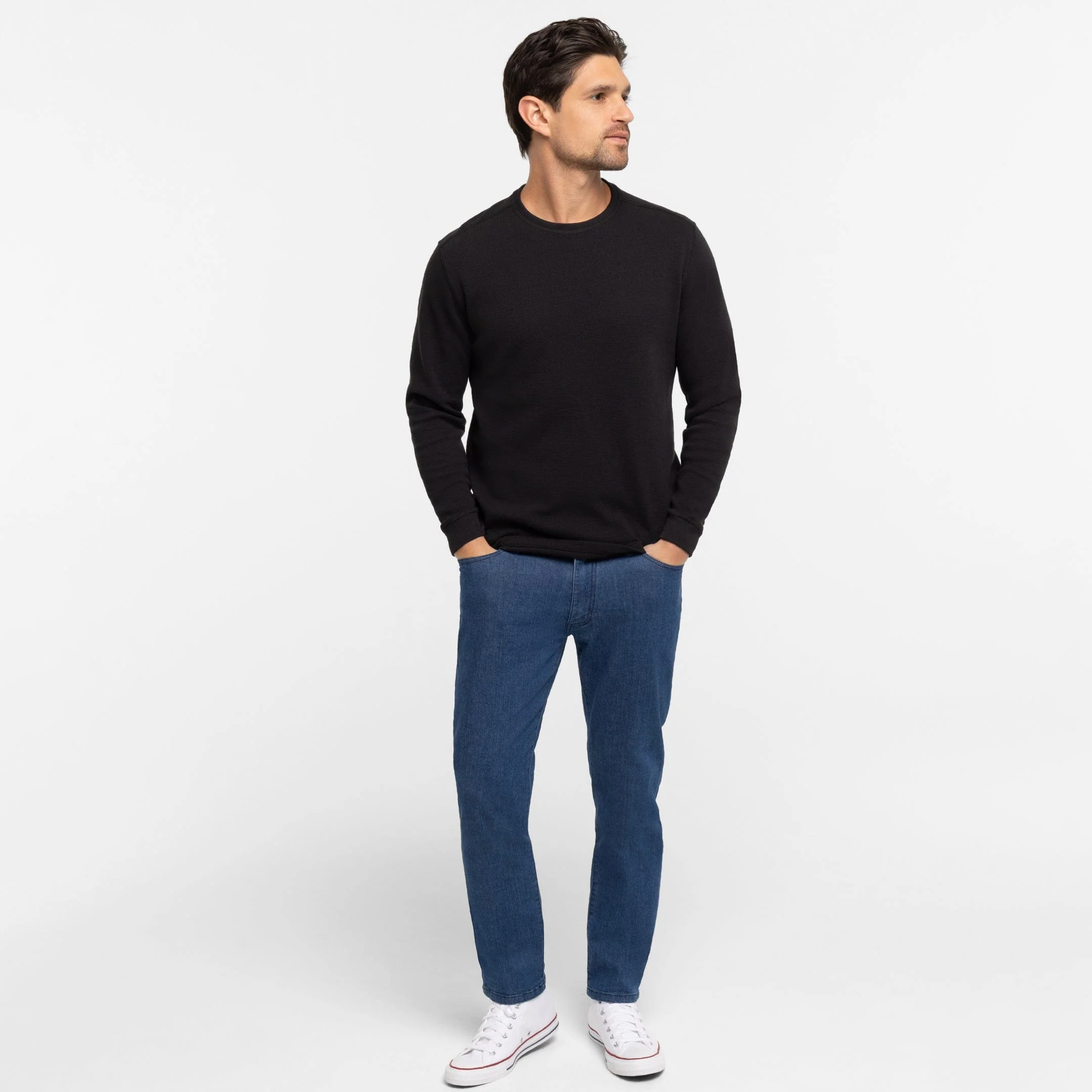 Black Waffle Long Sleeve Crew Neck Tee - Image 6
