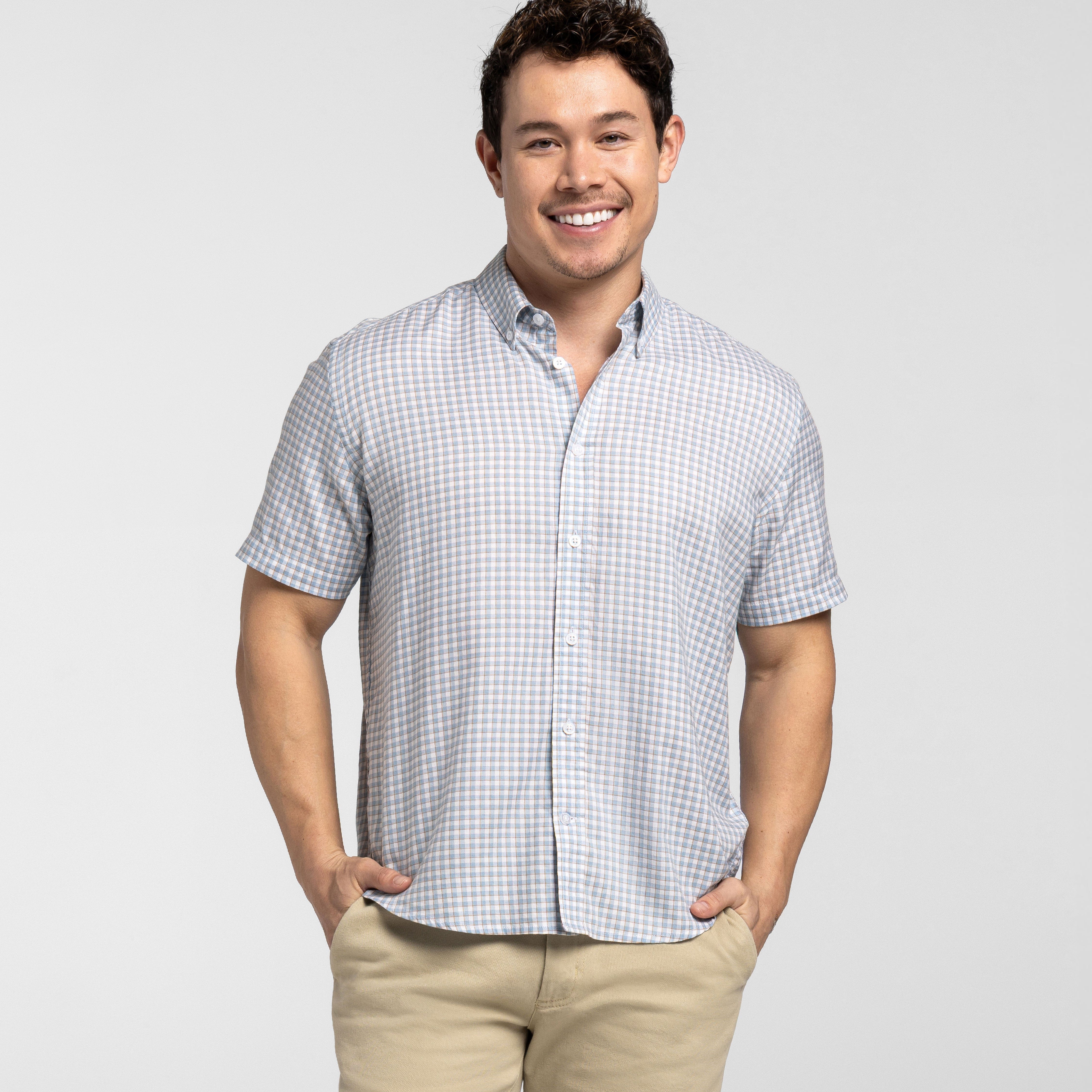 Blue Cedar Plaid Short Sleeve Shirt