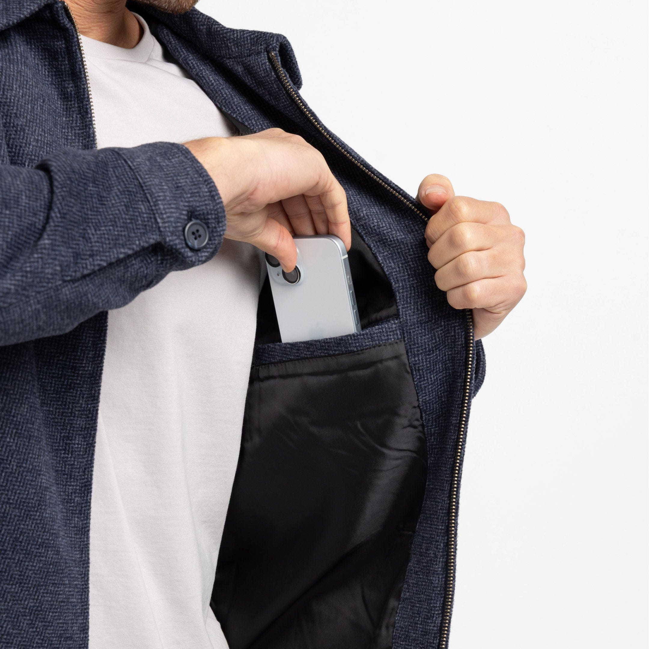 Blue Herringbone City Jacket - Image 4