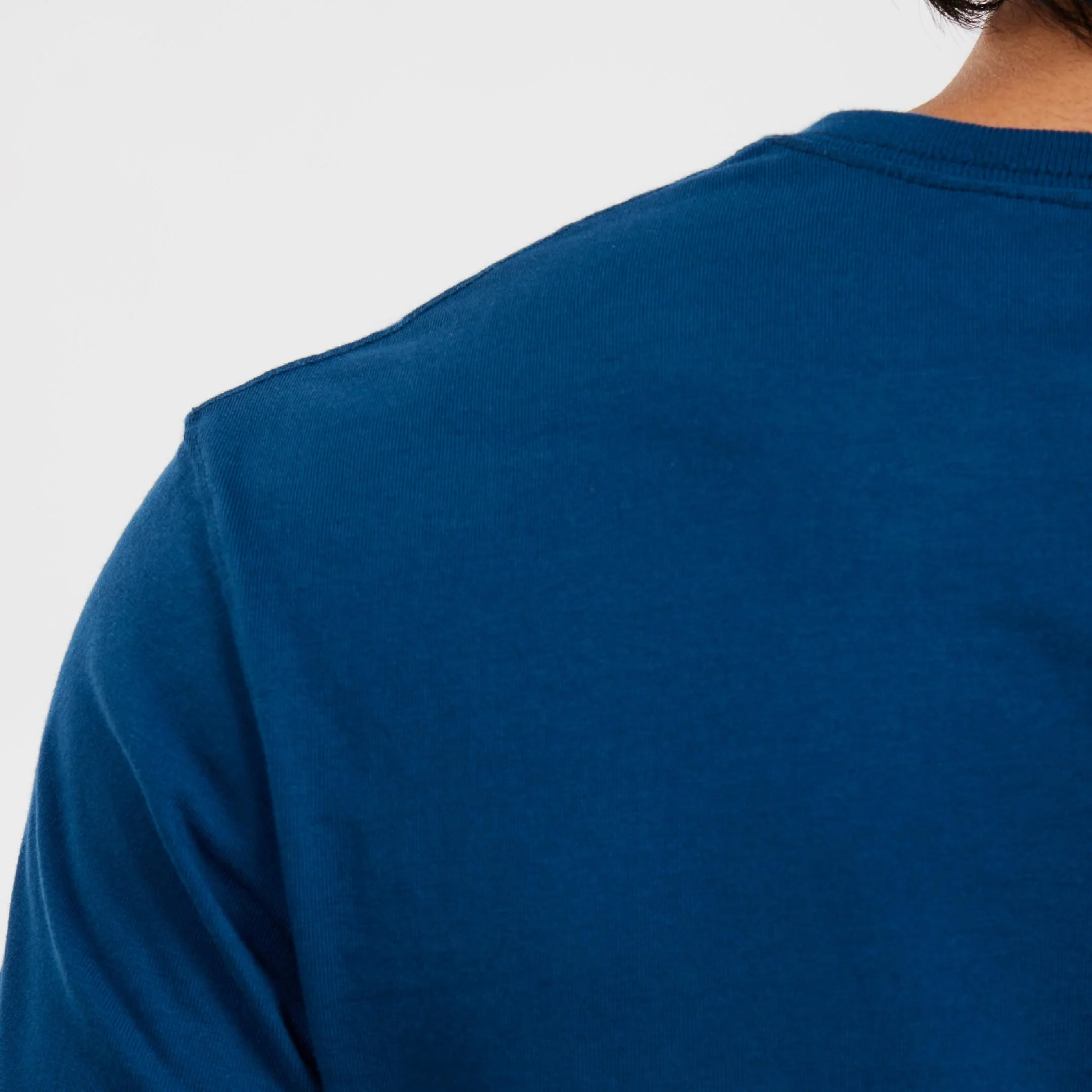 Blue Pima Cotton V Neck Tee - Image 5