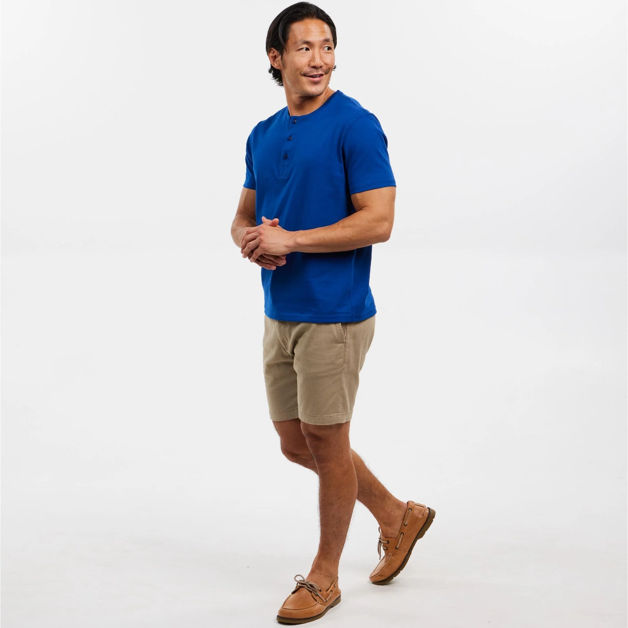Blue Short Sleeve Pima Cotton Henley - Image 2
