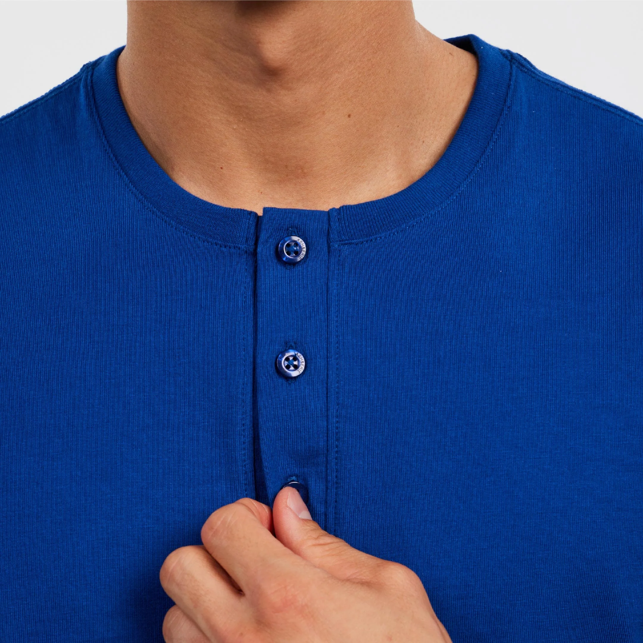 Blue Short Sleeve Pima Cotton Henley - Image 4