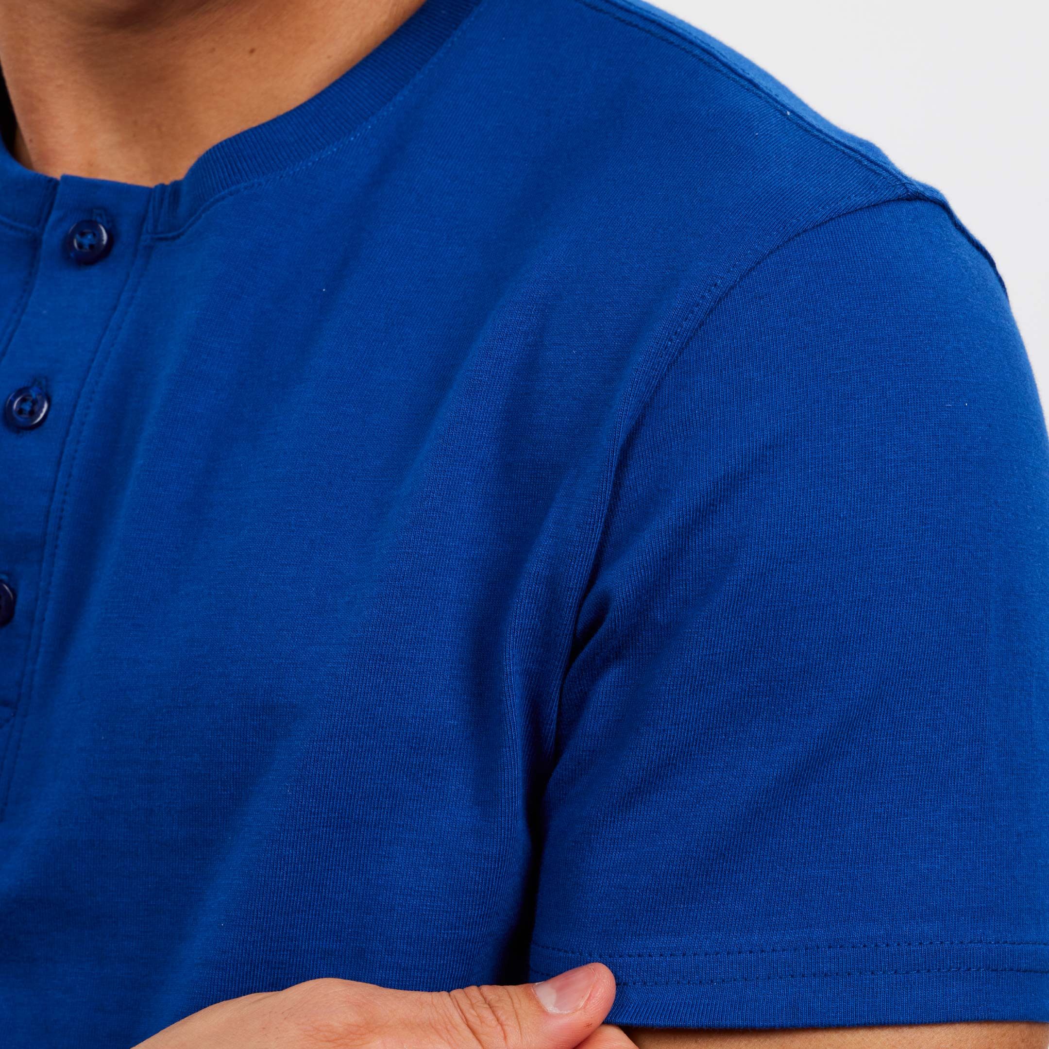 Blue Short Sleeve Pima Cotton Henley - Image 5