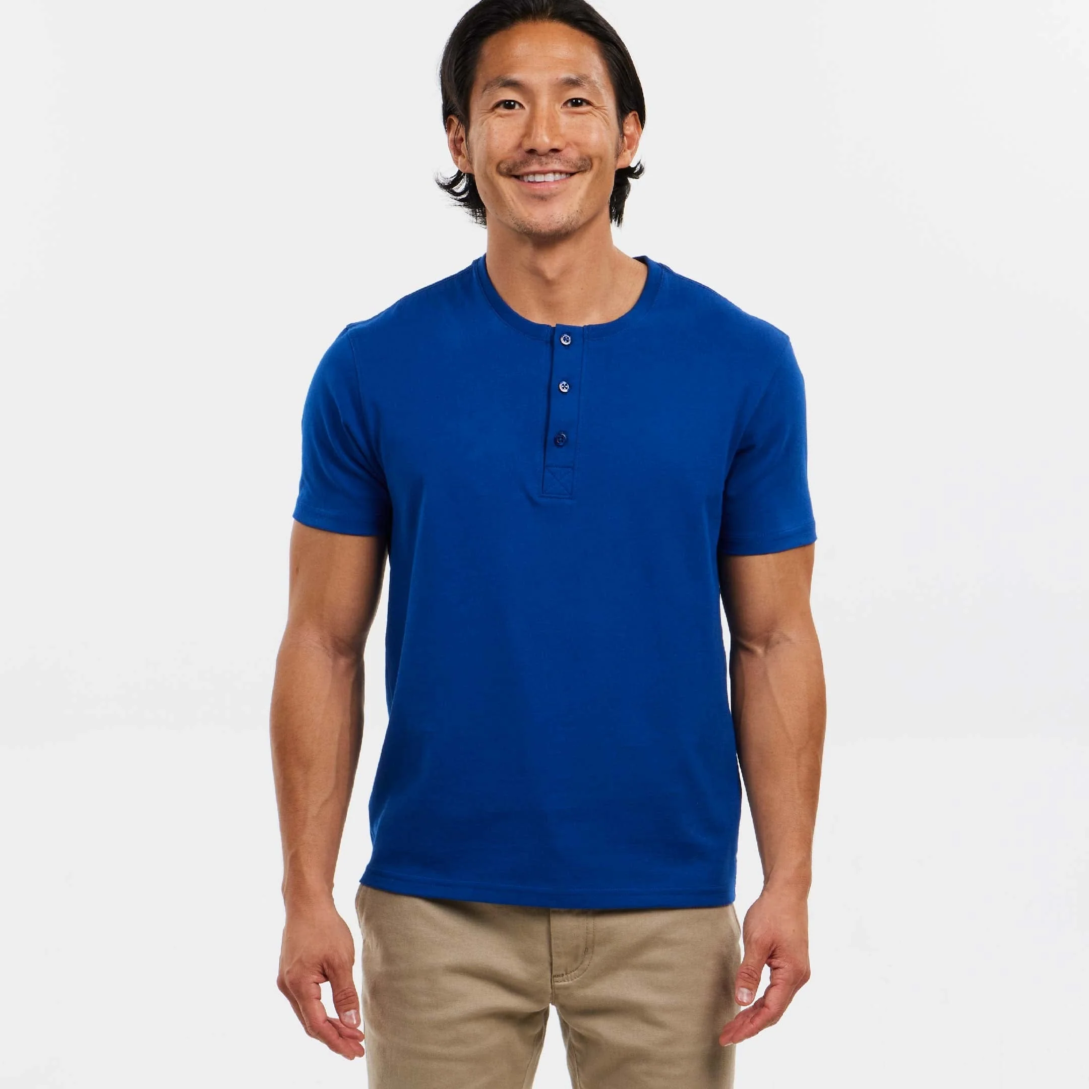 Blue Short Sleeve Pima Cotton Henley - Image 6