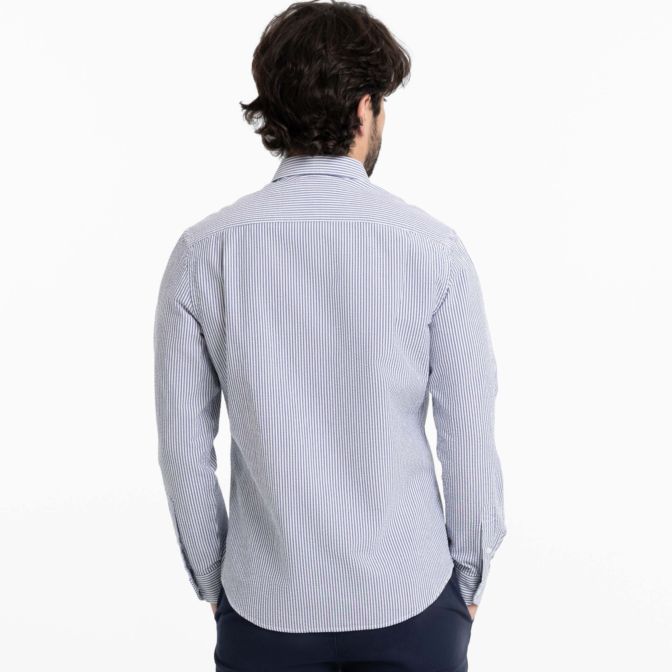 Blue Stripe Seersucker Shirt - Image 3