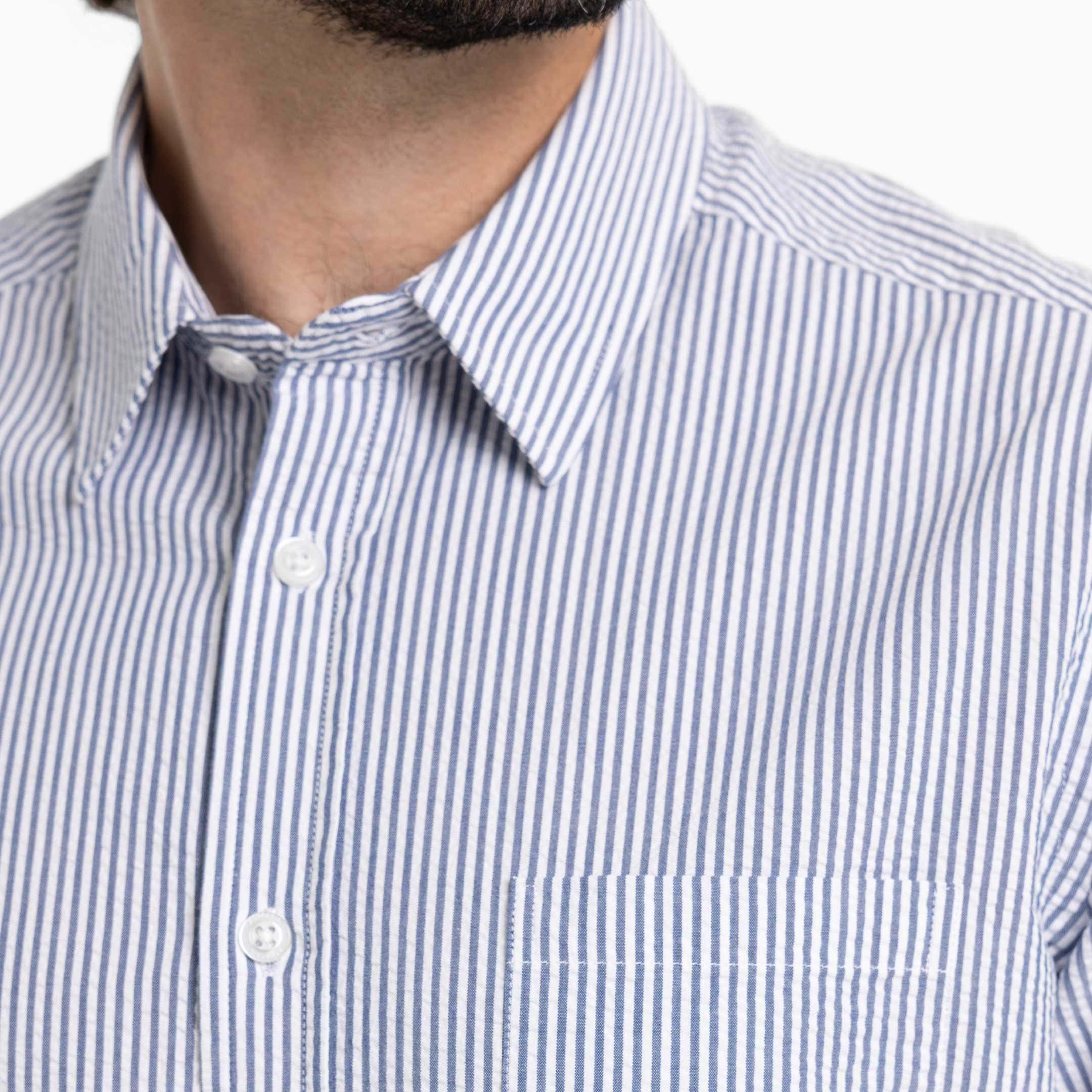 Blue Stripe Seersucker Shirt - Image 4
