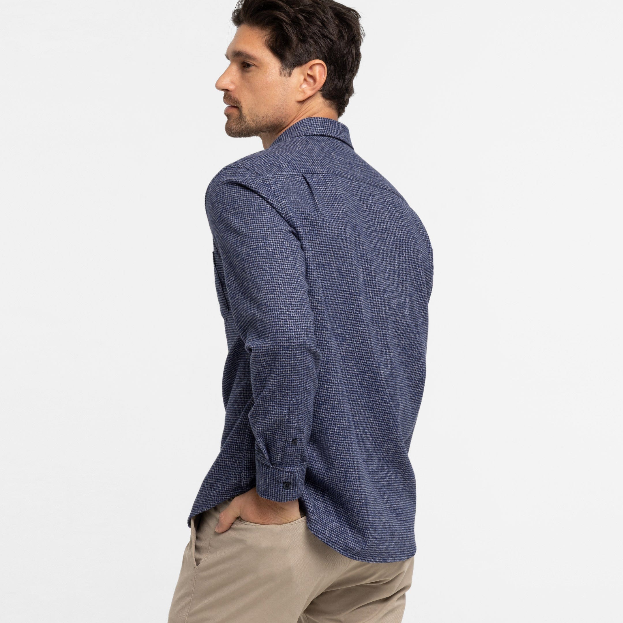 Blue Textured Brushed Shirt - Image 3