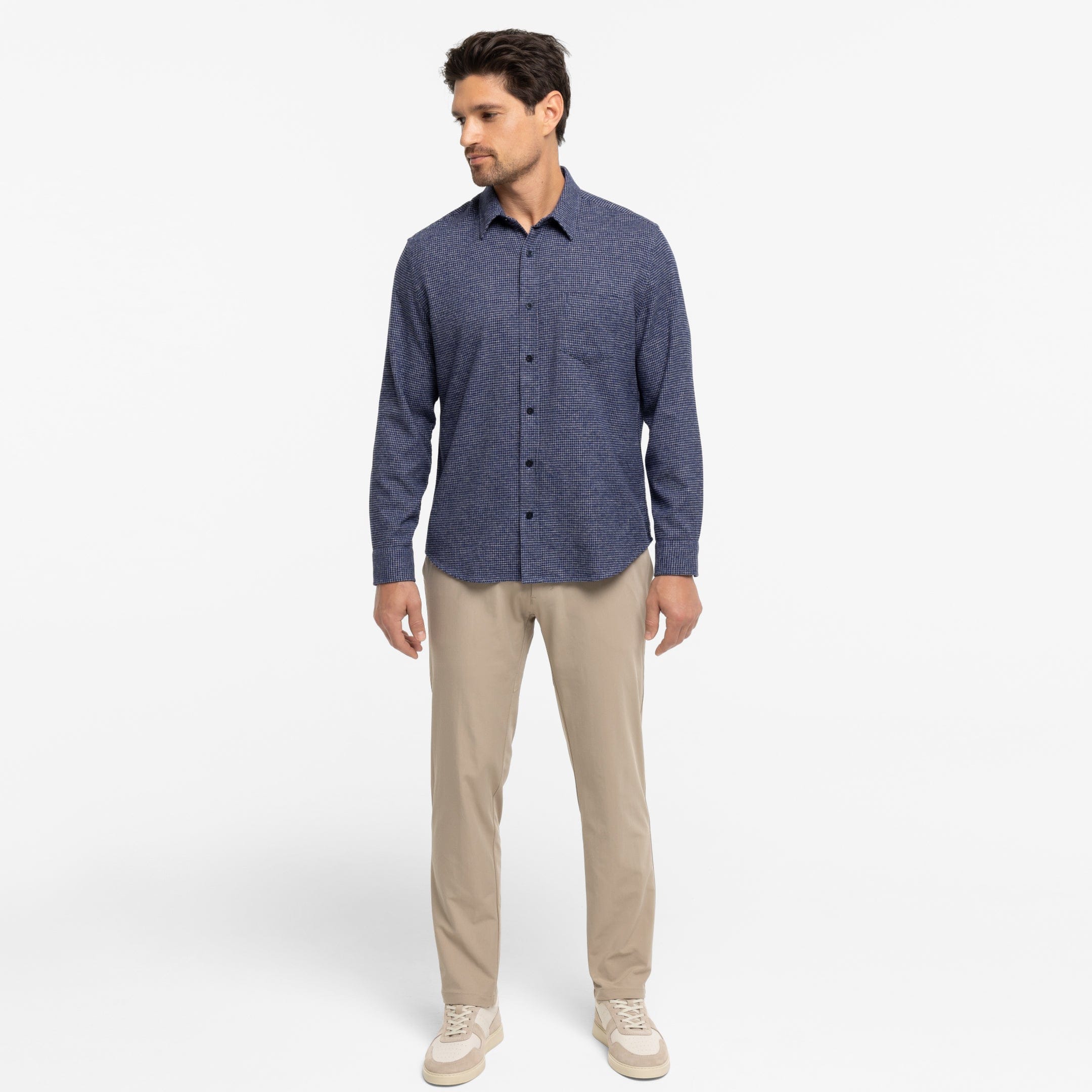 Blue Textured Brushed Shirt - Image 6