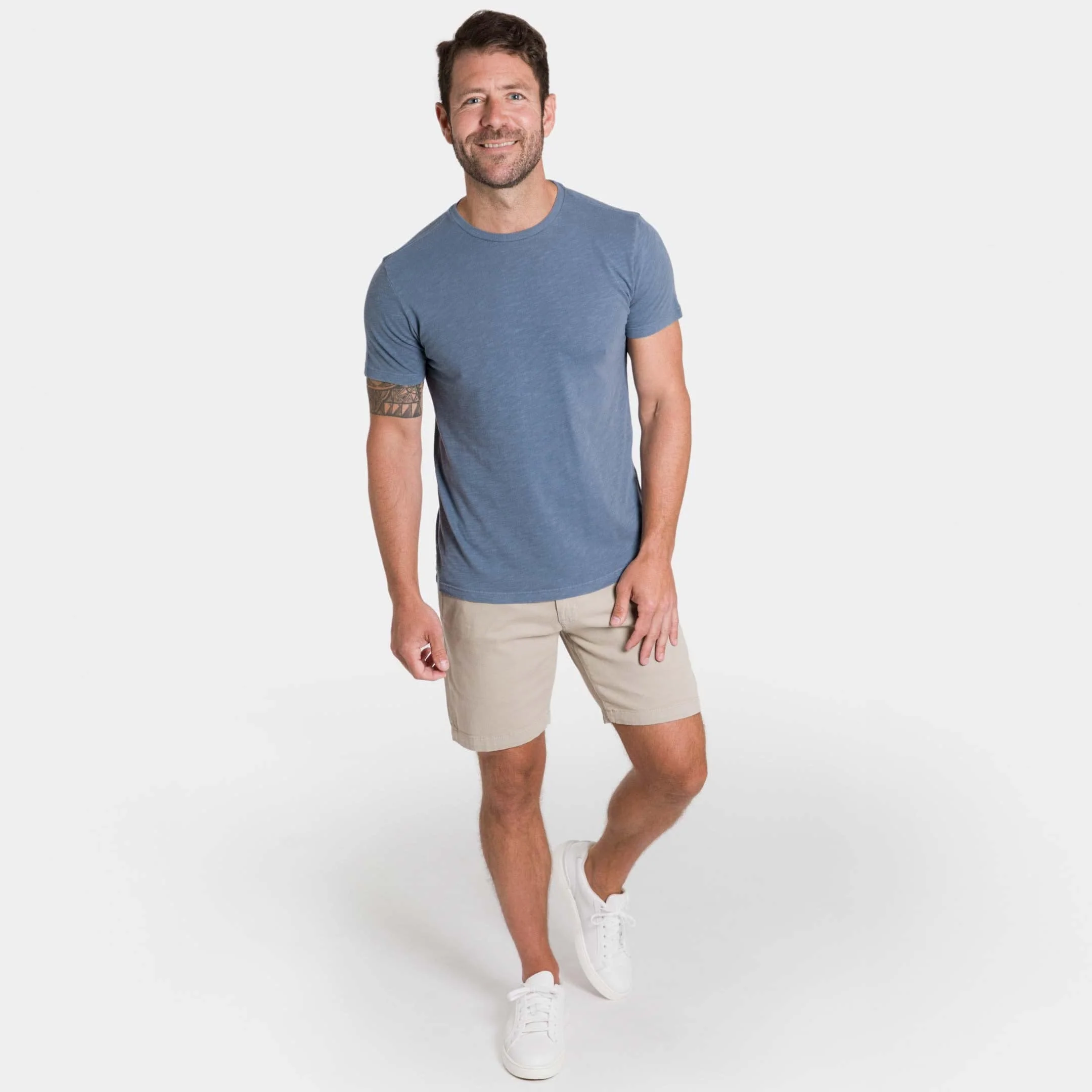 Blue Textured Crew Neck Tee - Image 2