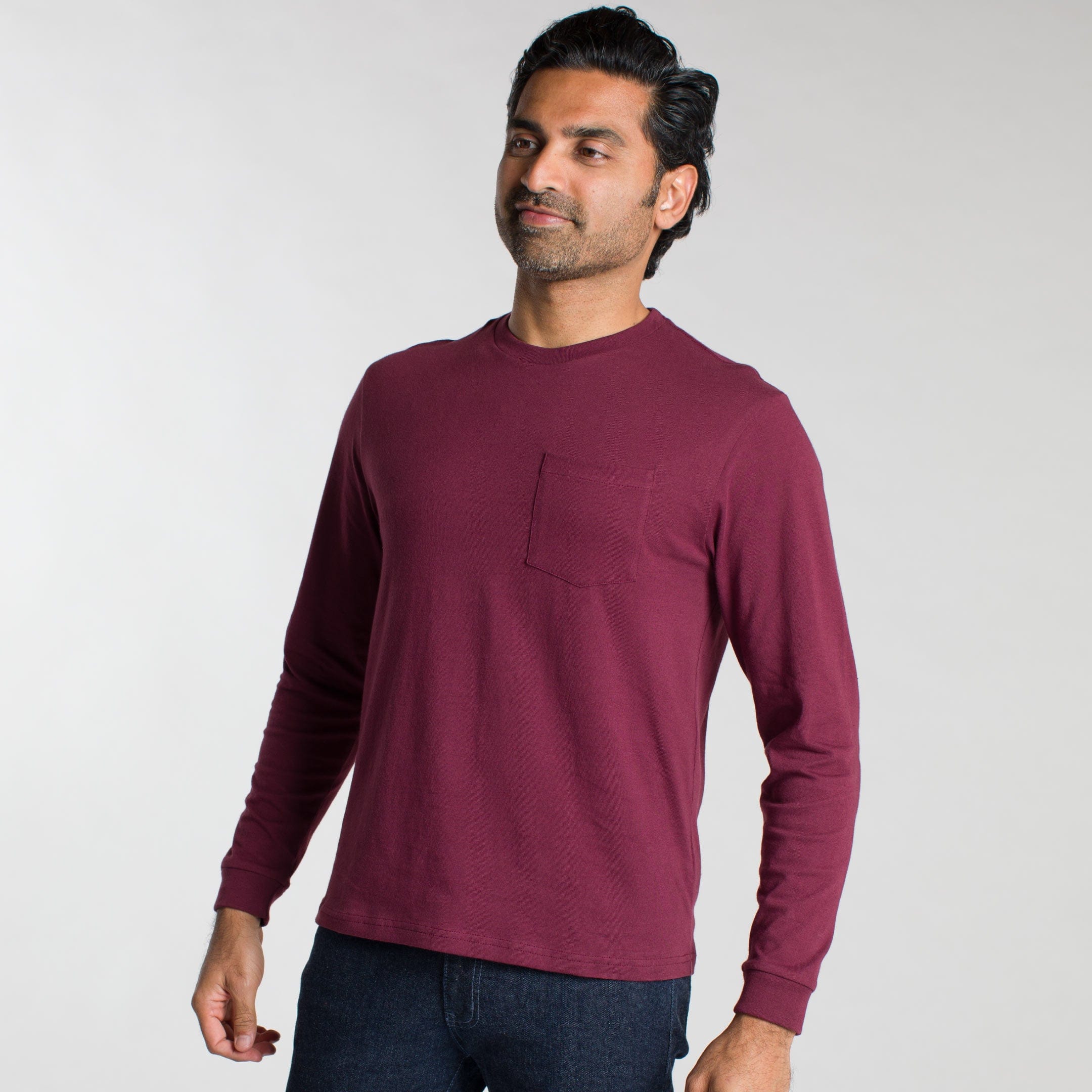 Burgundy Long Sleeve Pocket Tee - Image 6
