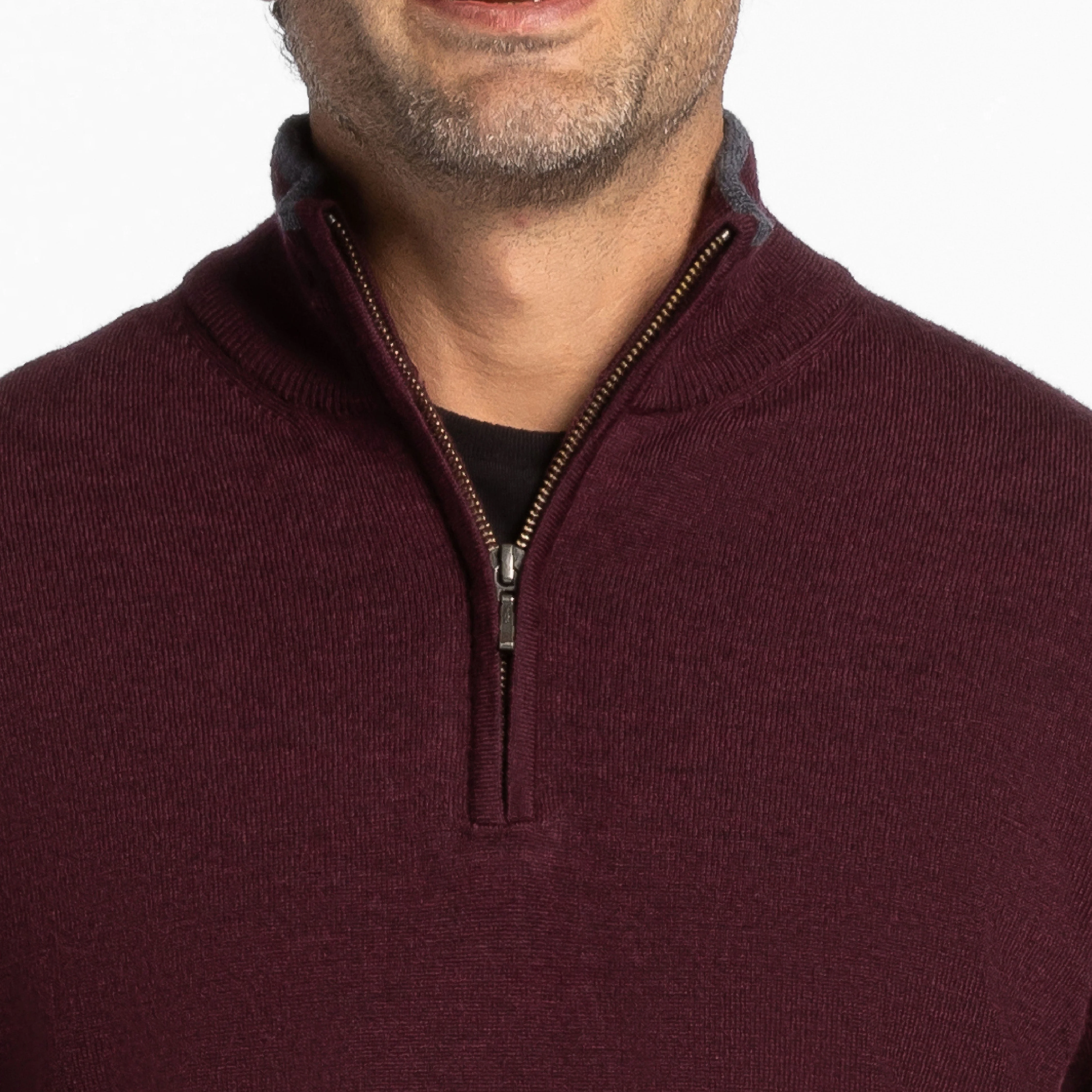 Burgundy Merino Quarter-Zip Sweater - Image 5