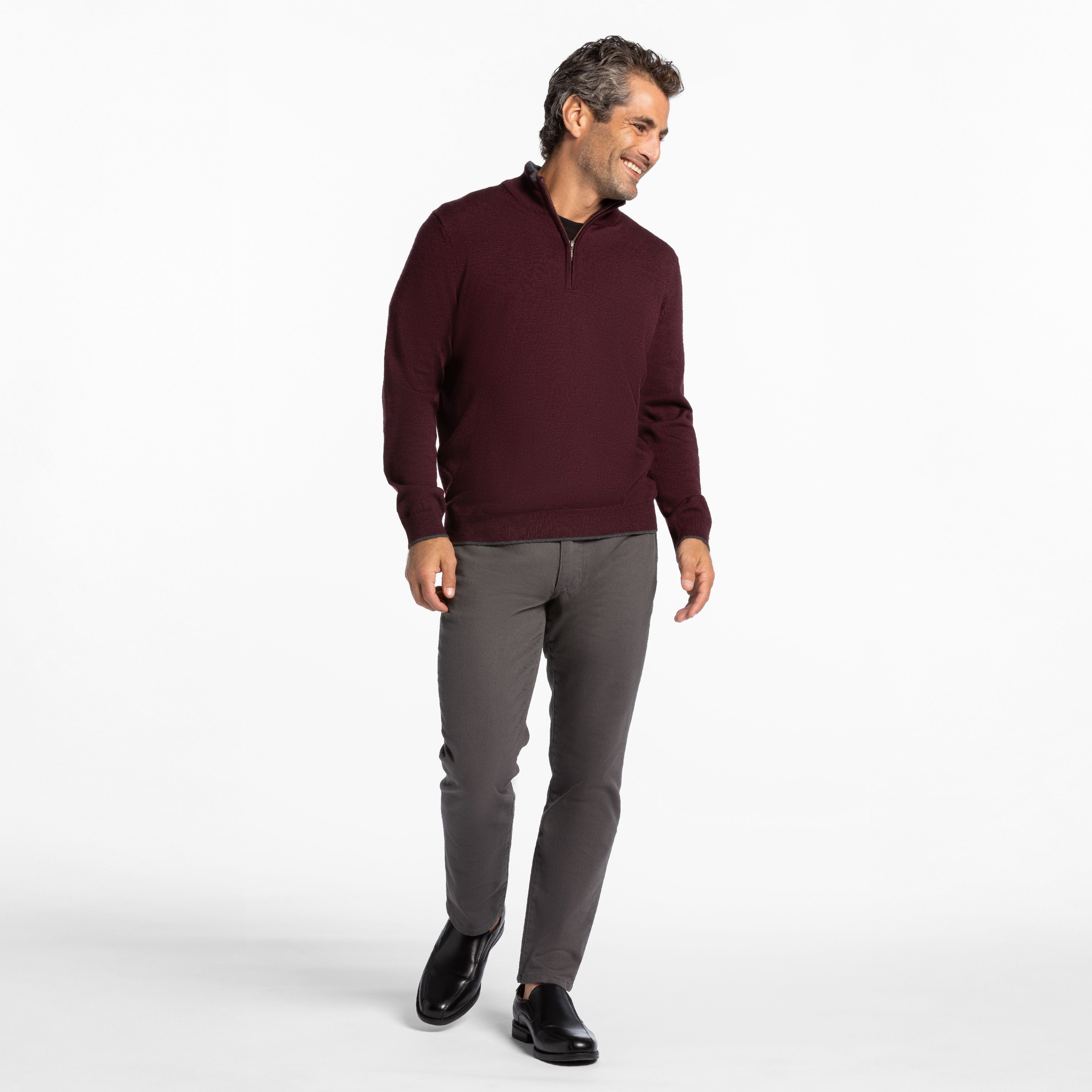 Burgundy Merino Quarter-Zip Sweater - Image 6