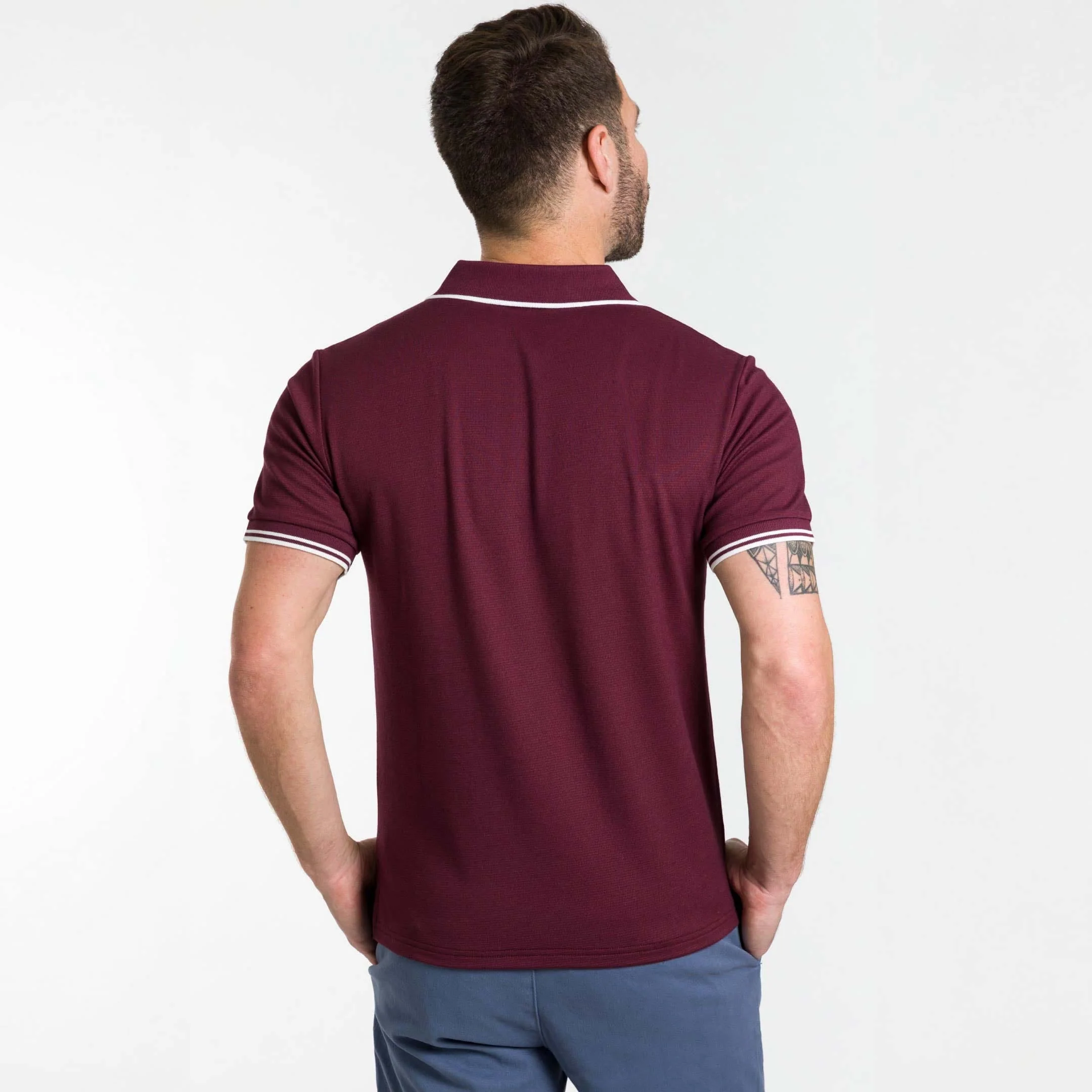 Burgundy Micro Pique Polo - Image 3