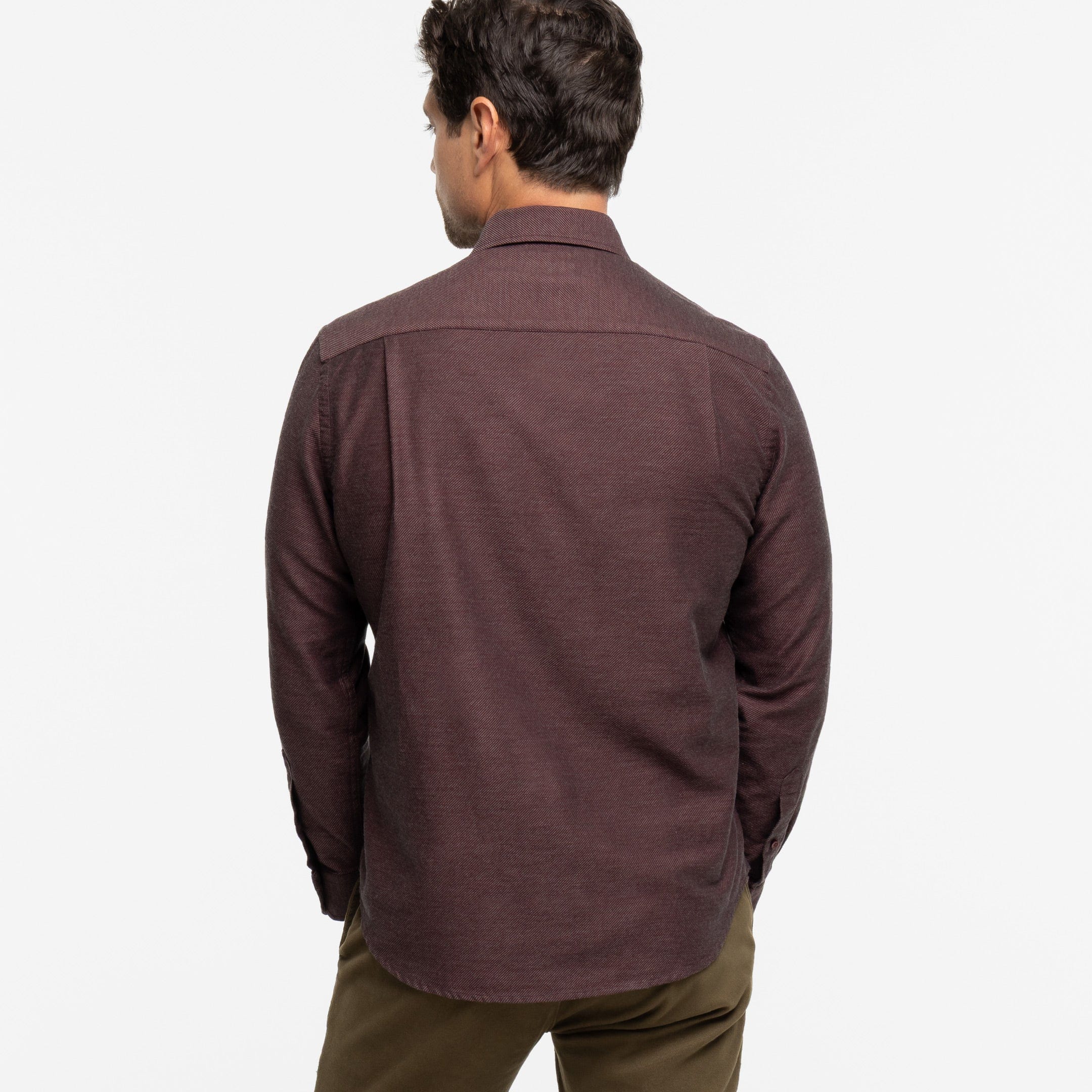 Burgundy Twill Brushed Shirt - Image 3
