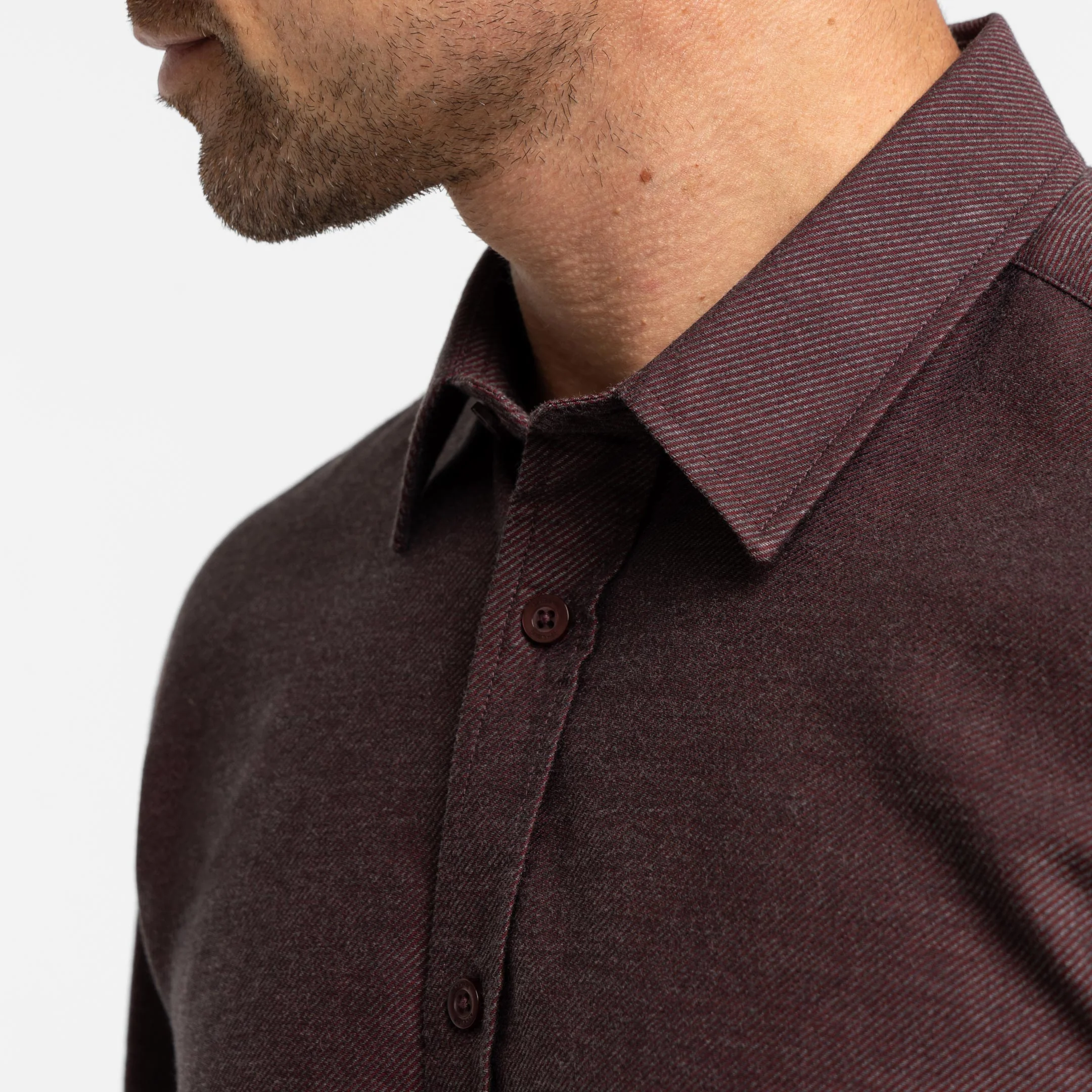 Burgundy Twill Brushed Shirt - Image 4