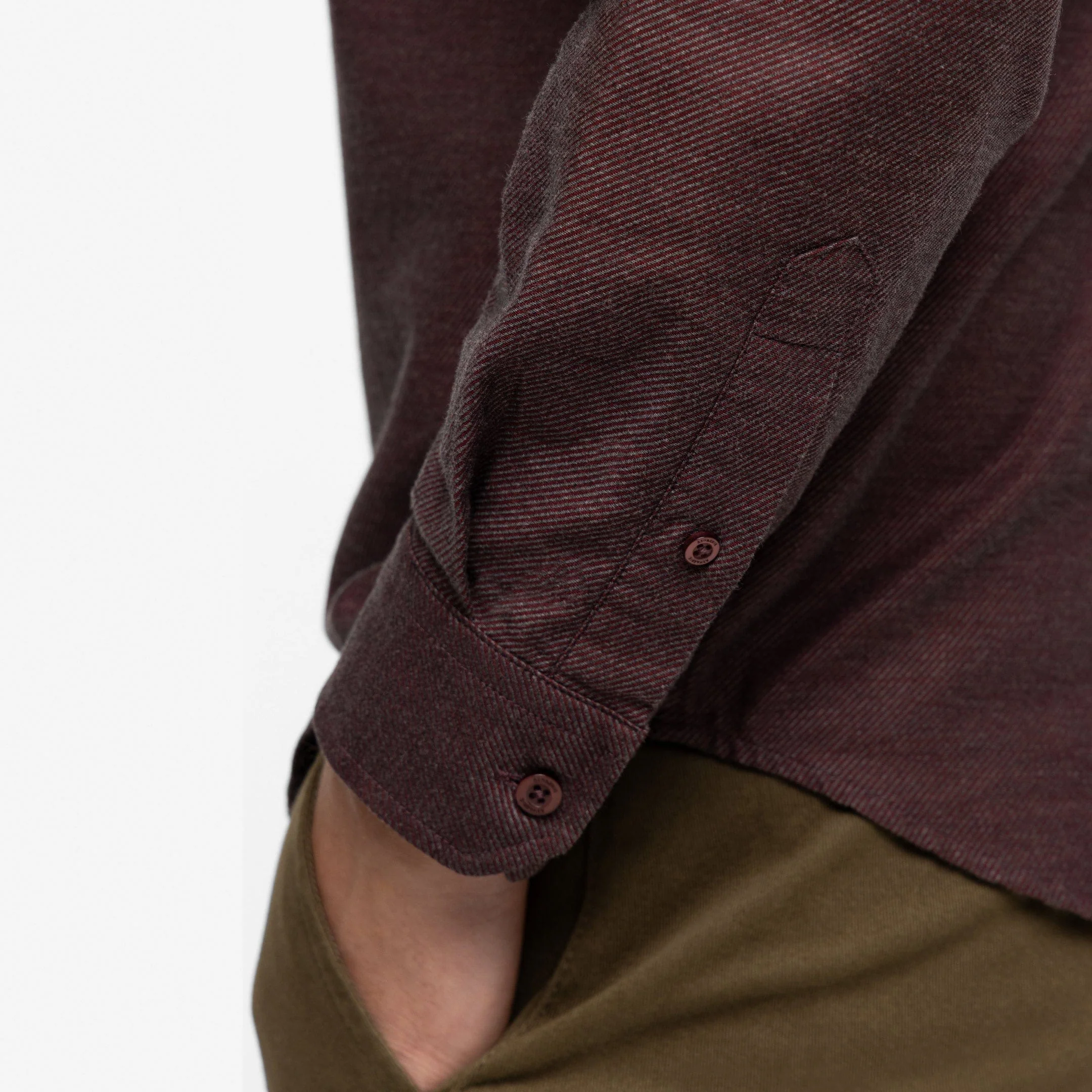 Burgundy Twill Brushed Shirt - Image 5