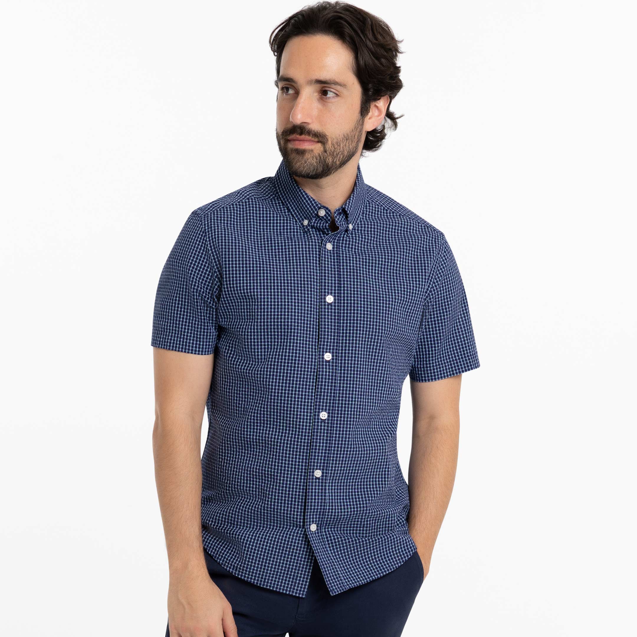Cape Plaid Seersucker Short Sleeve Shirt