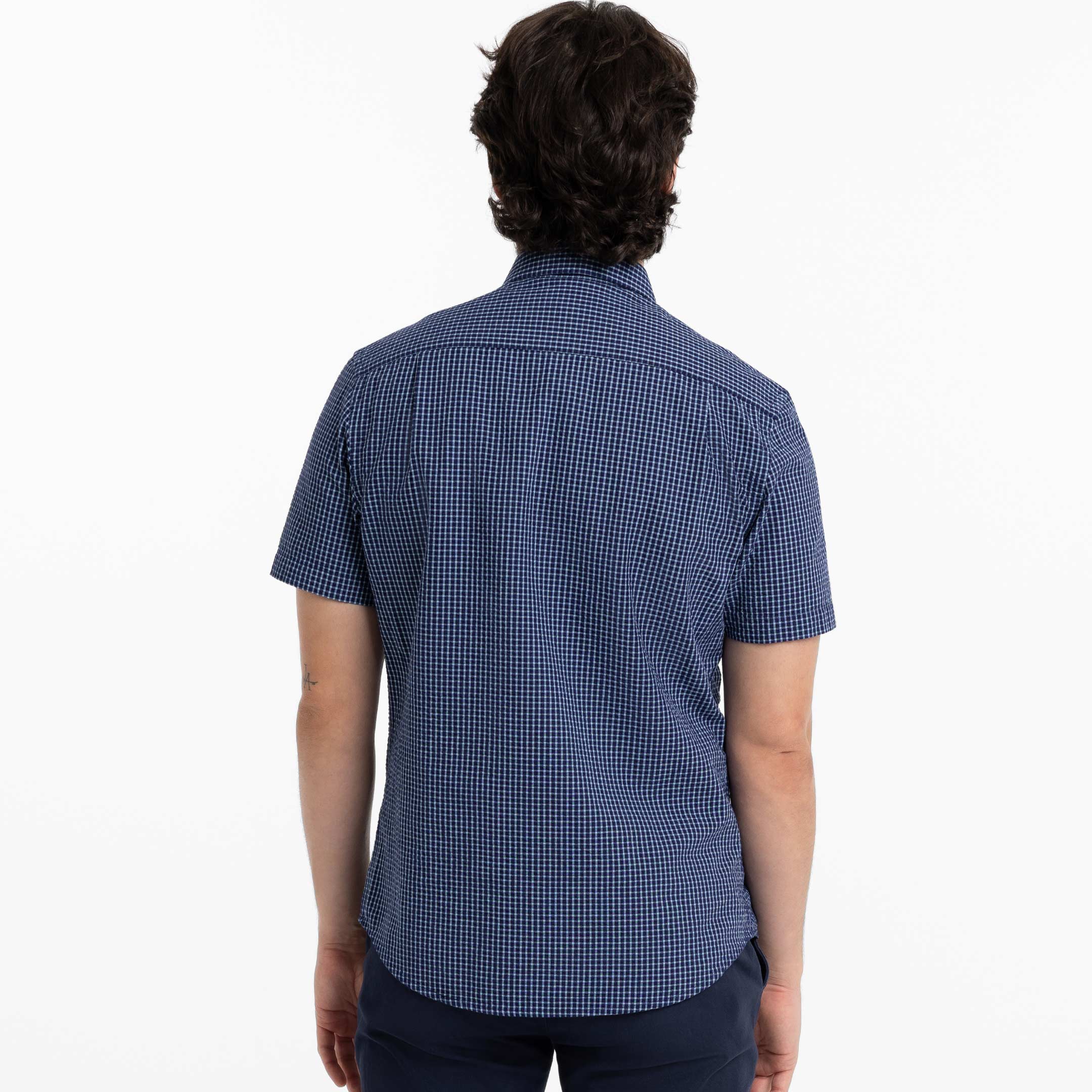 Cape Plaid Seersucker Short Sleeve Shirt - Image 3