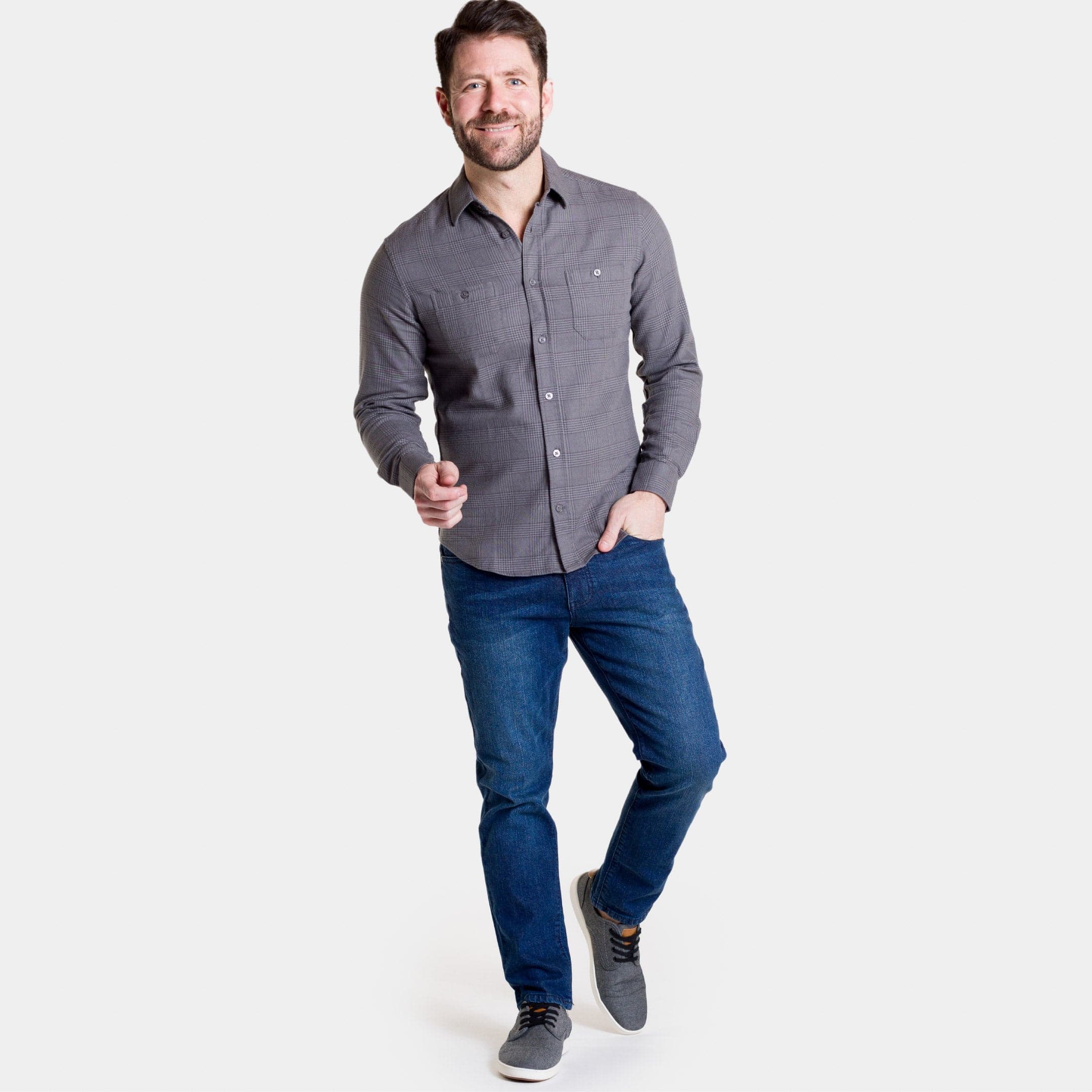 Charcoal Glen Plaid Flannel Shirt - Image 2