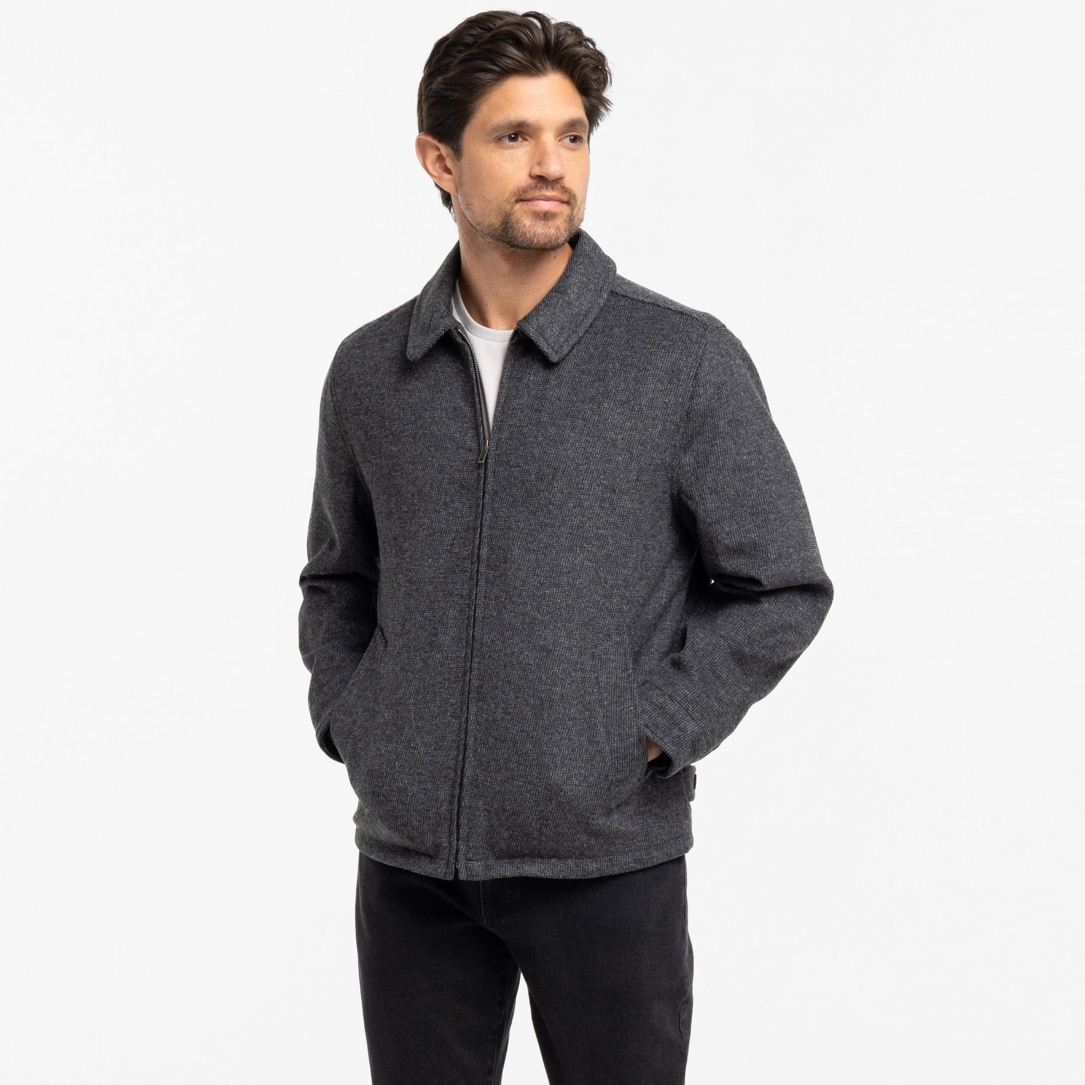 Charcoal Herringbone City Jacket - Image 3