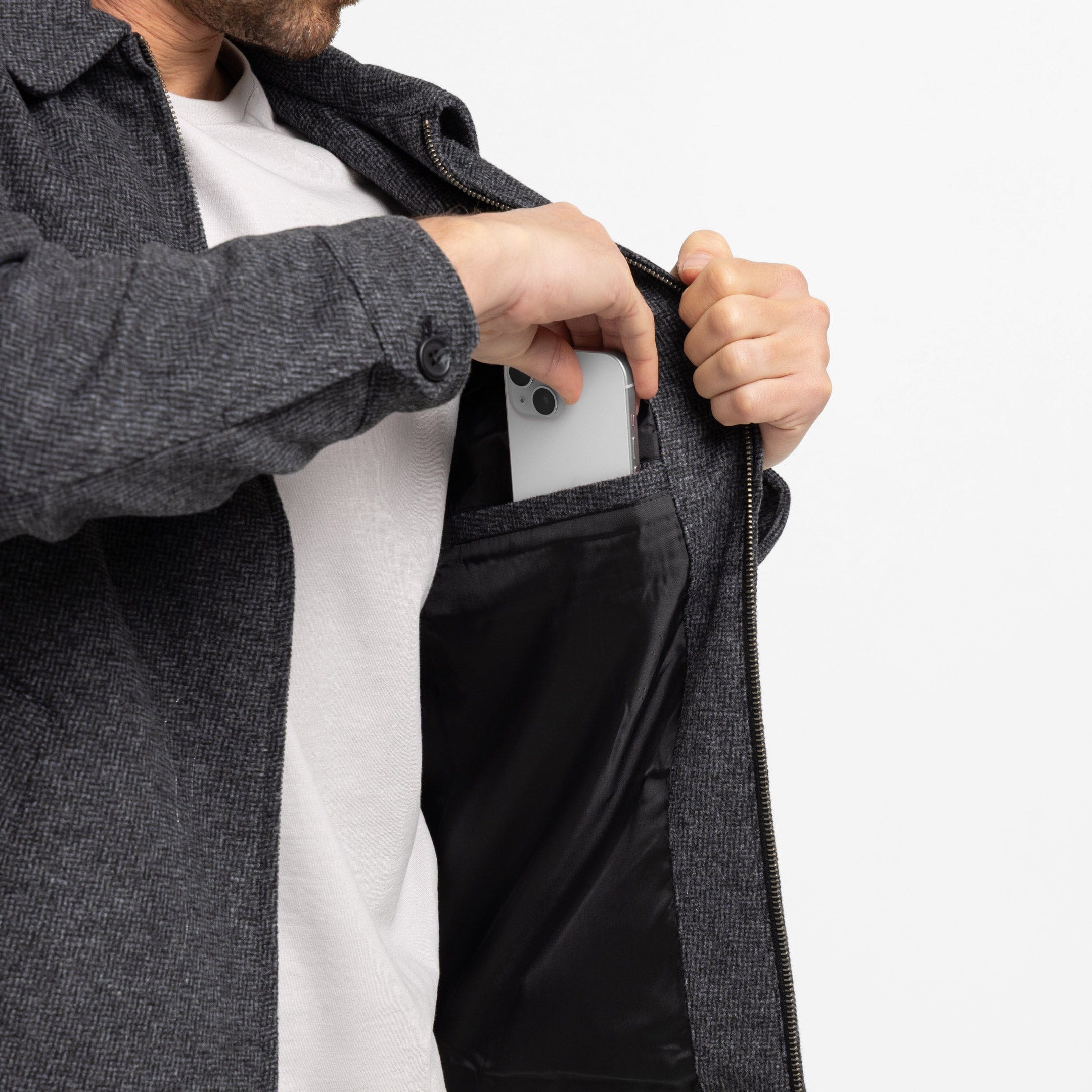 Charcoal Herringbone City Jacket - Image 4
