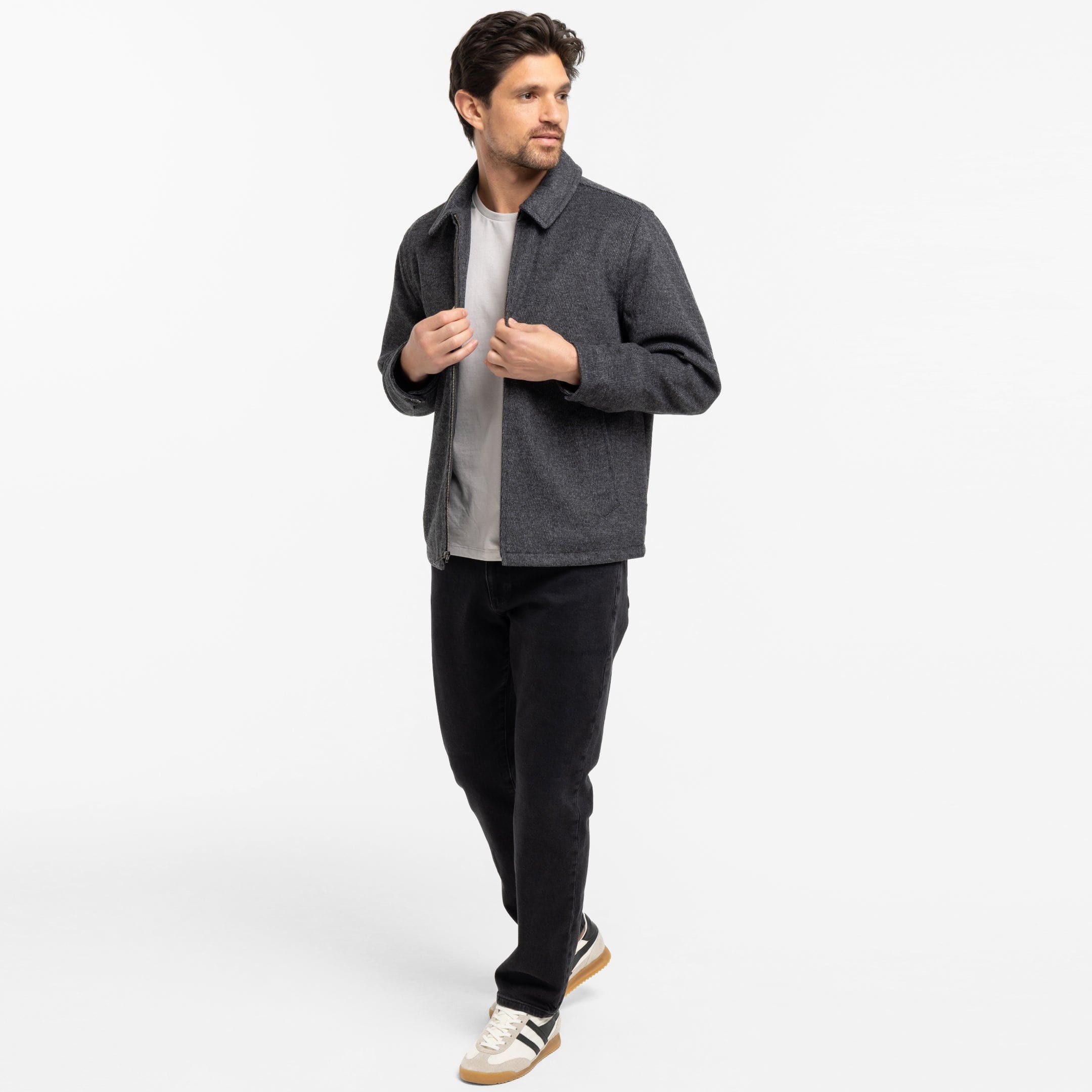 Charcoal Herringbone City Jacket - Image 6