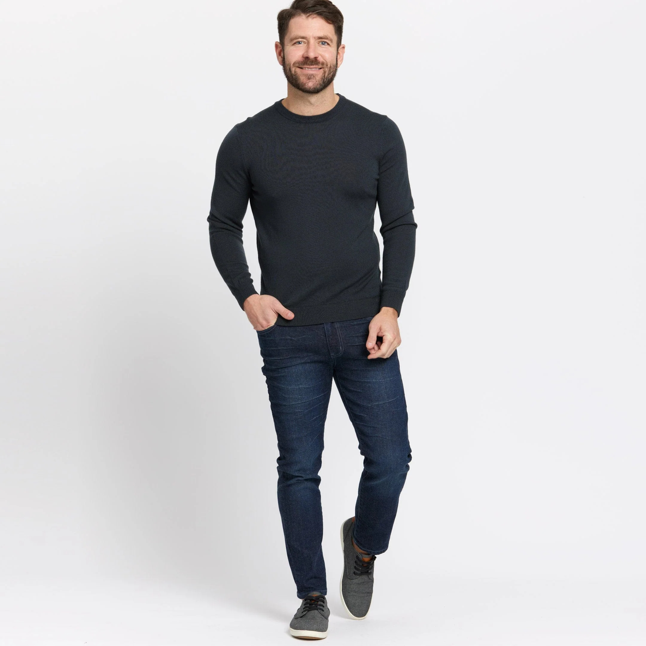 Charcoal Merino Crew Neck Sweater - Image 2
