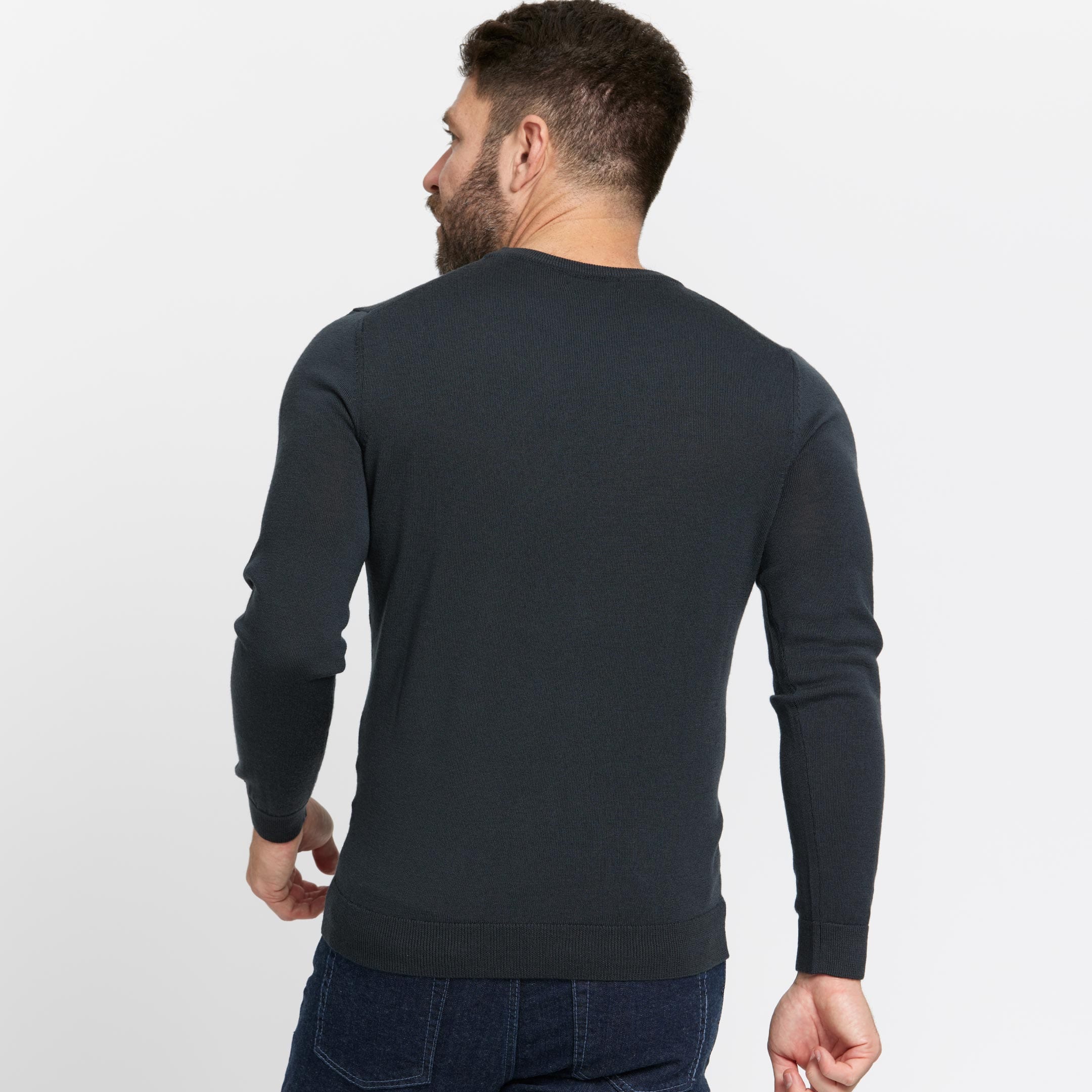Charcoal Merino Crew Neck Sweater - Image 3