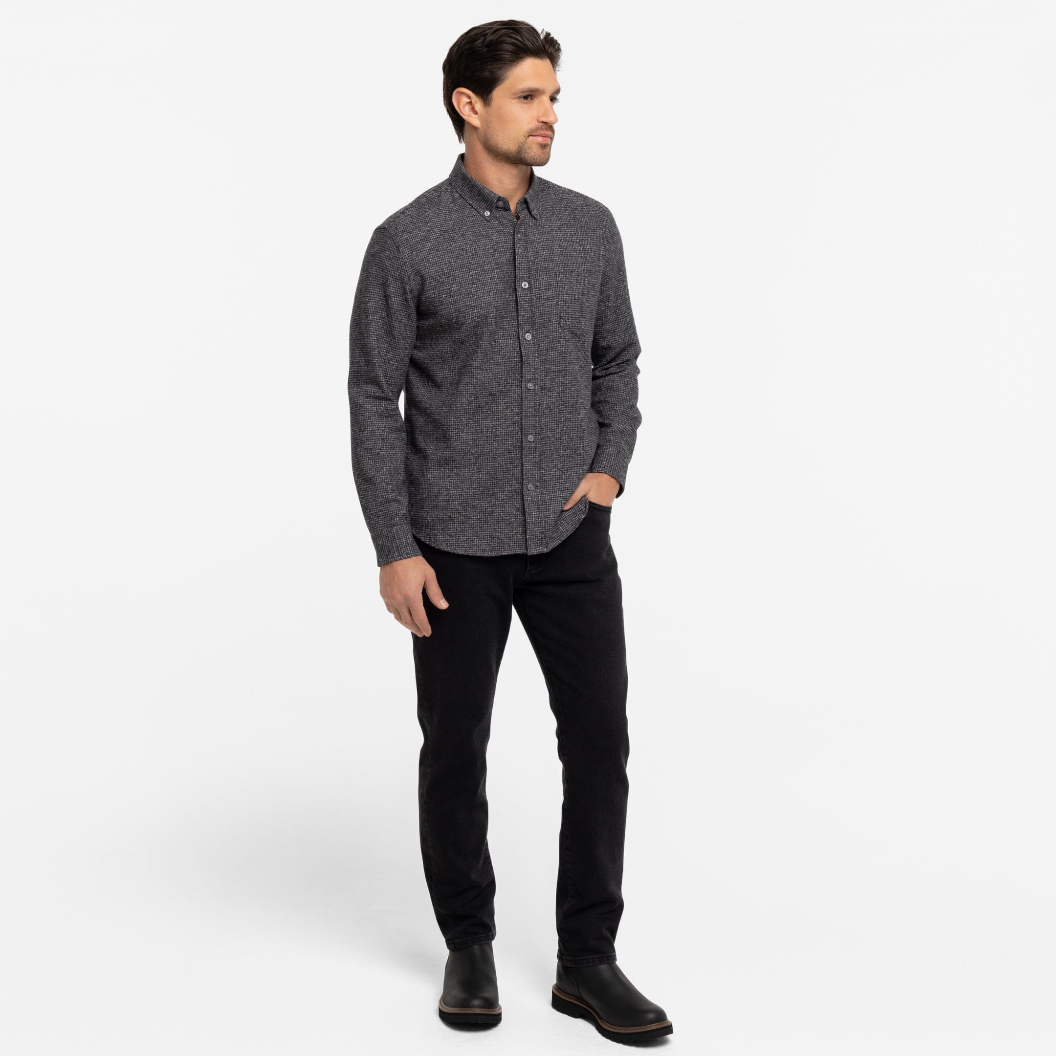 Charcoal Textured Brushed Shirt - Image 6