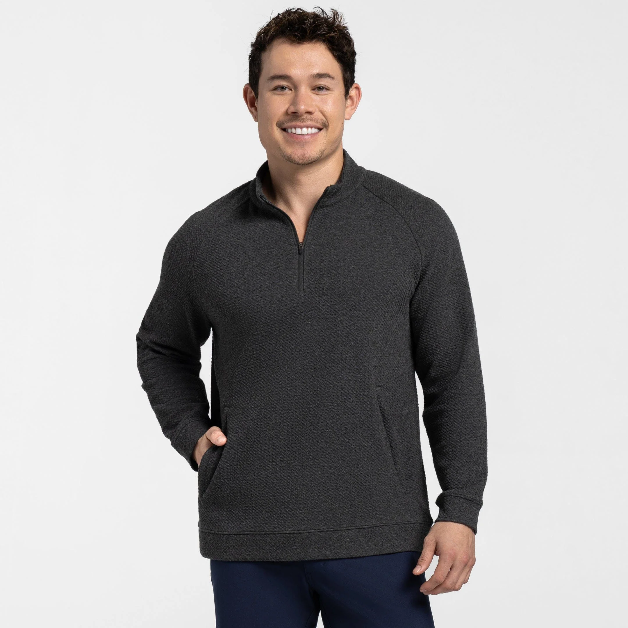 Charcoal Textured Hybrid Quarter-Zip