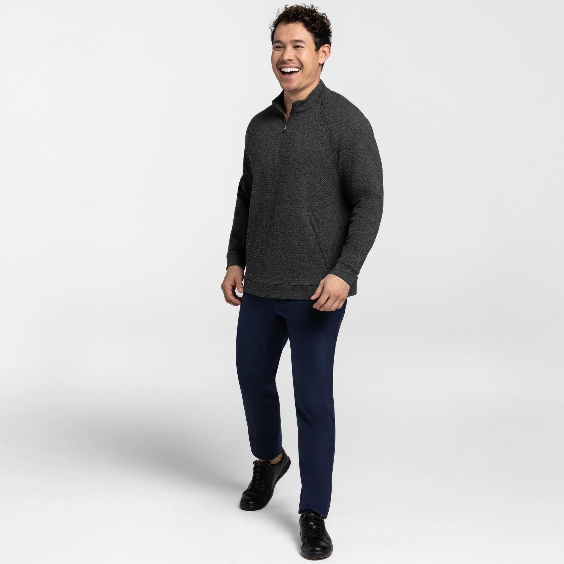 Charcoal Textured Hybrid Quarter-Zip - Image 2