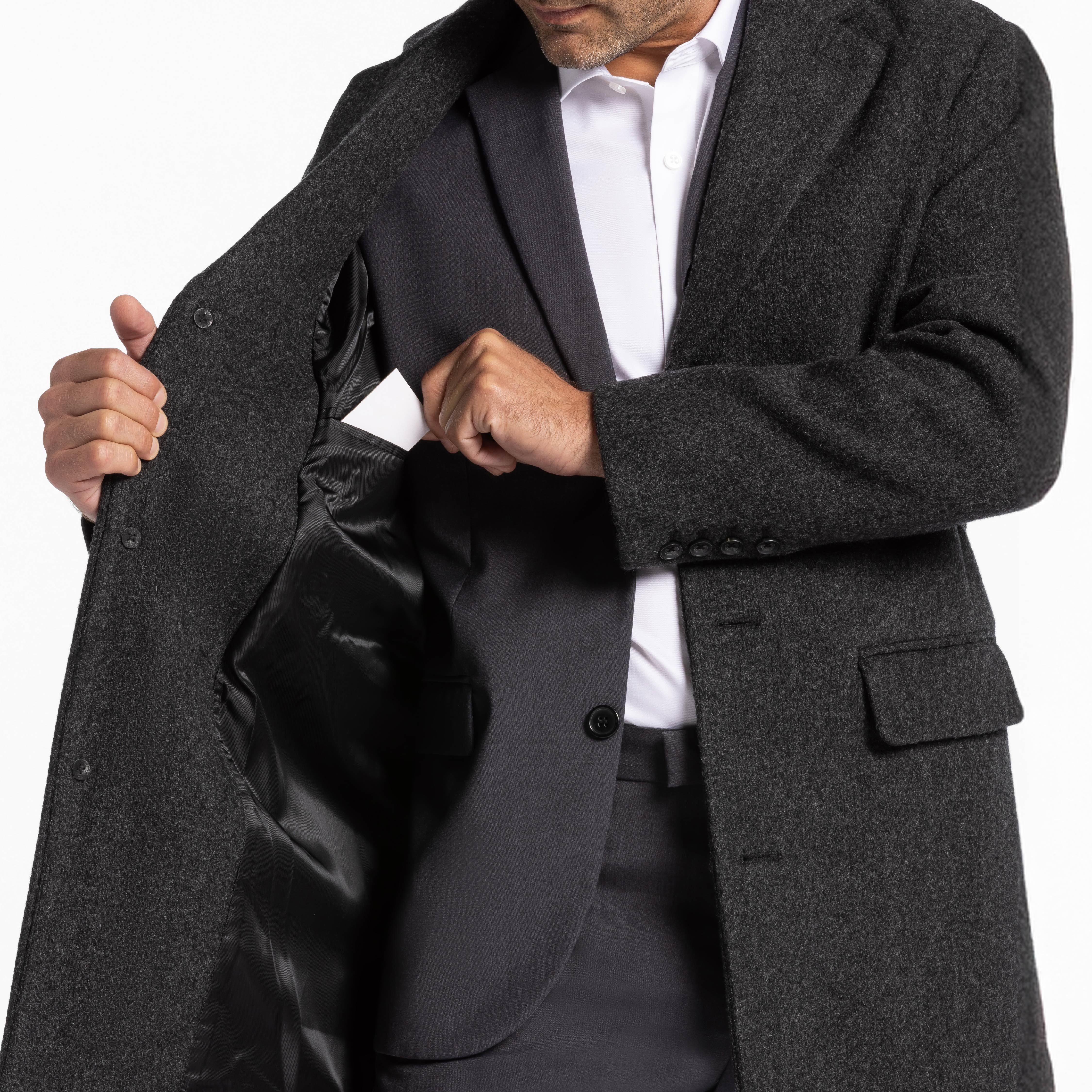 Charcoal Wool Top Coat - Image 4