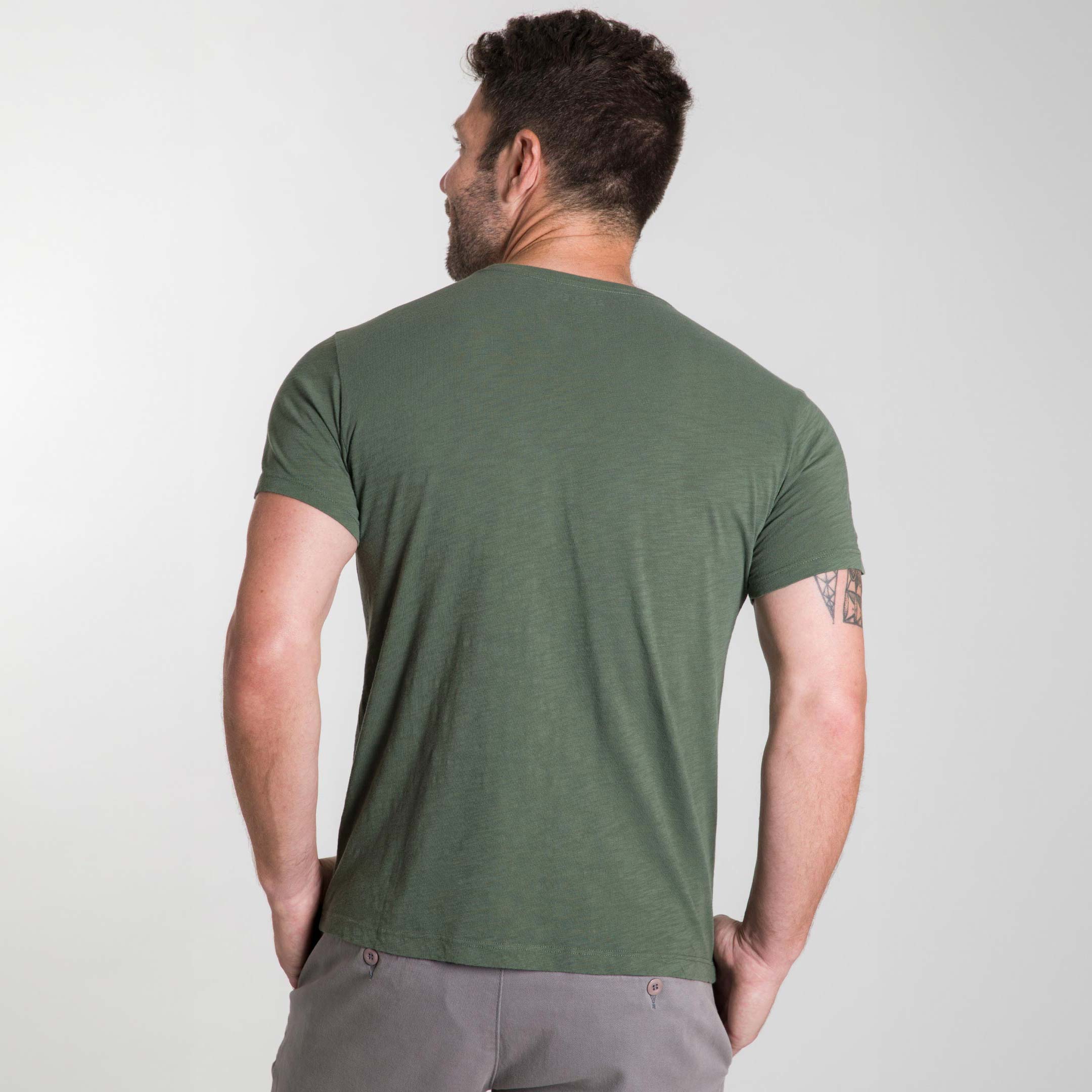 Dark Green Textured Crew Neck Tee - Image 3