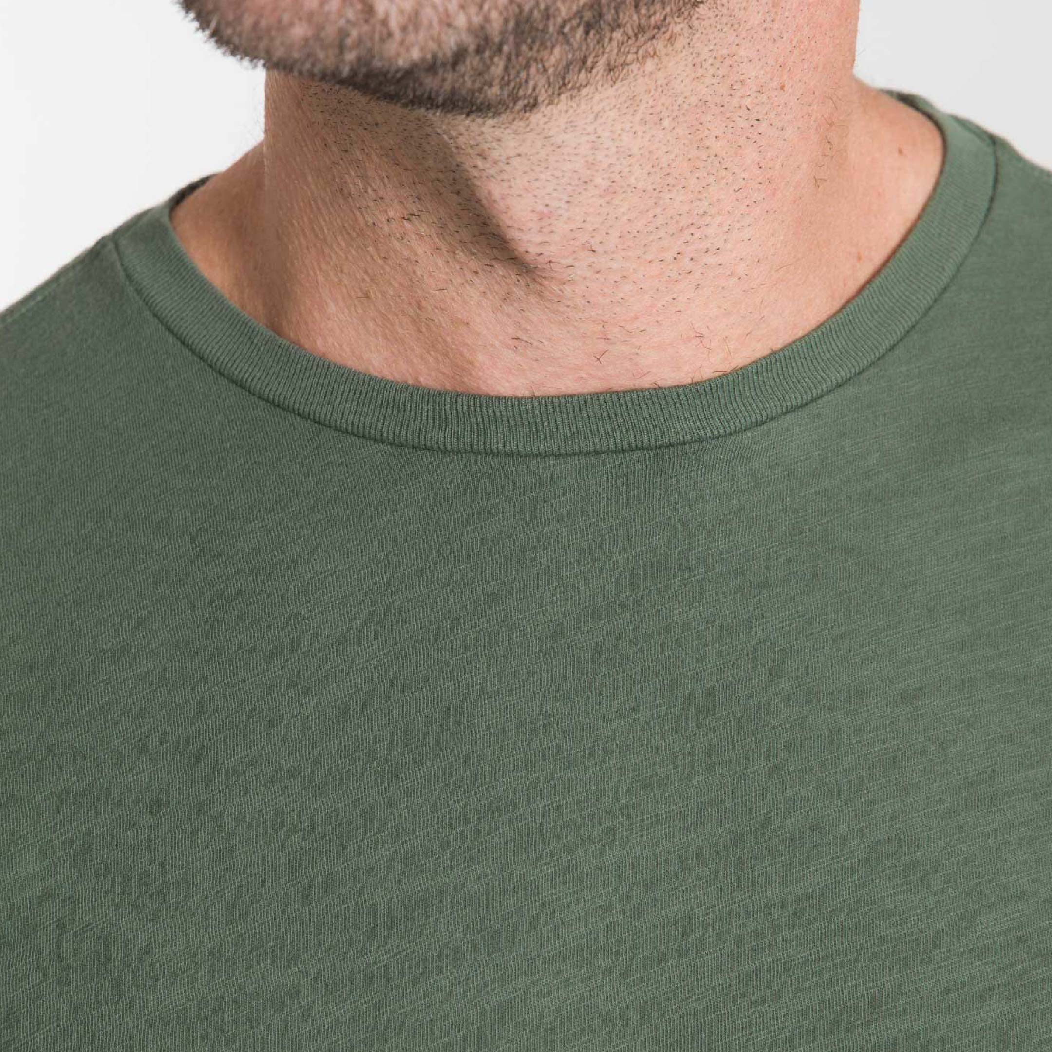 Dark Green Textured Crew Neck Tee - Image 5
