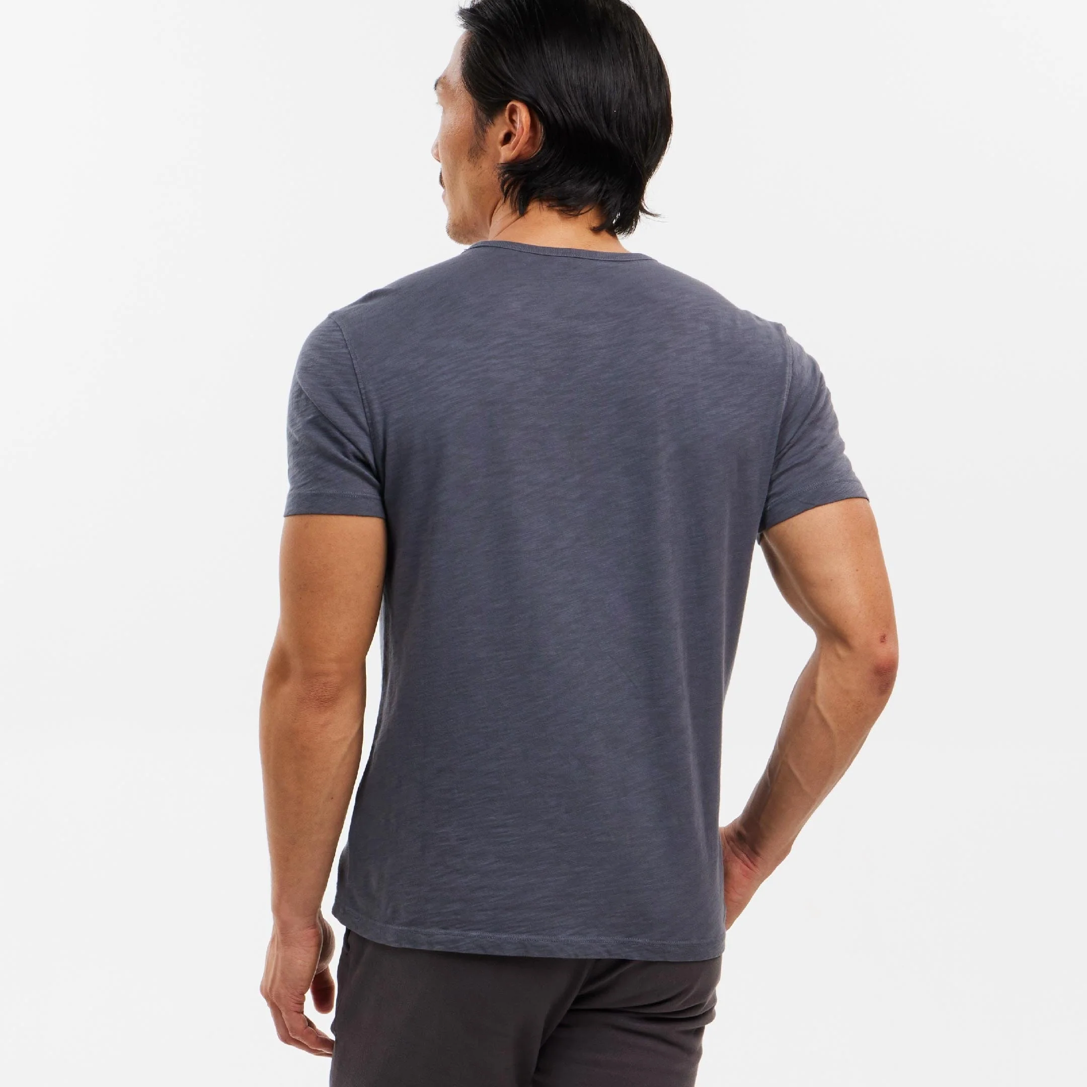 Dark Grey Textured Crew Neck Tee - Image 3