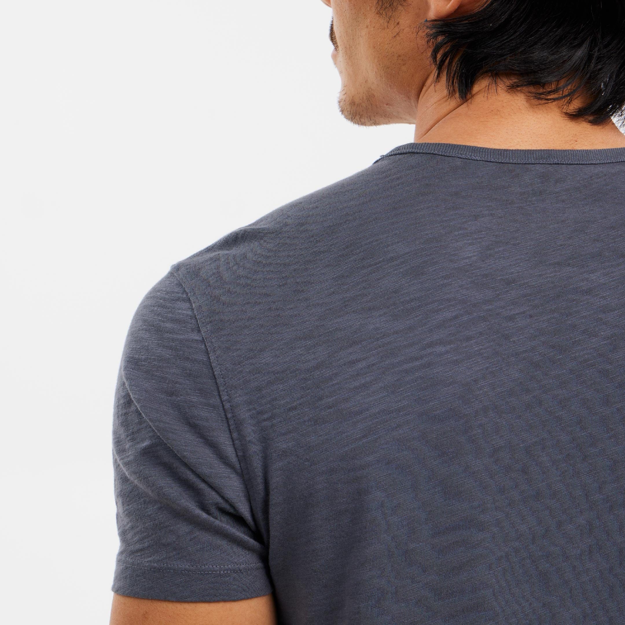 Dark Grey Textured Crew Neck Tee - Image 4