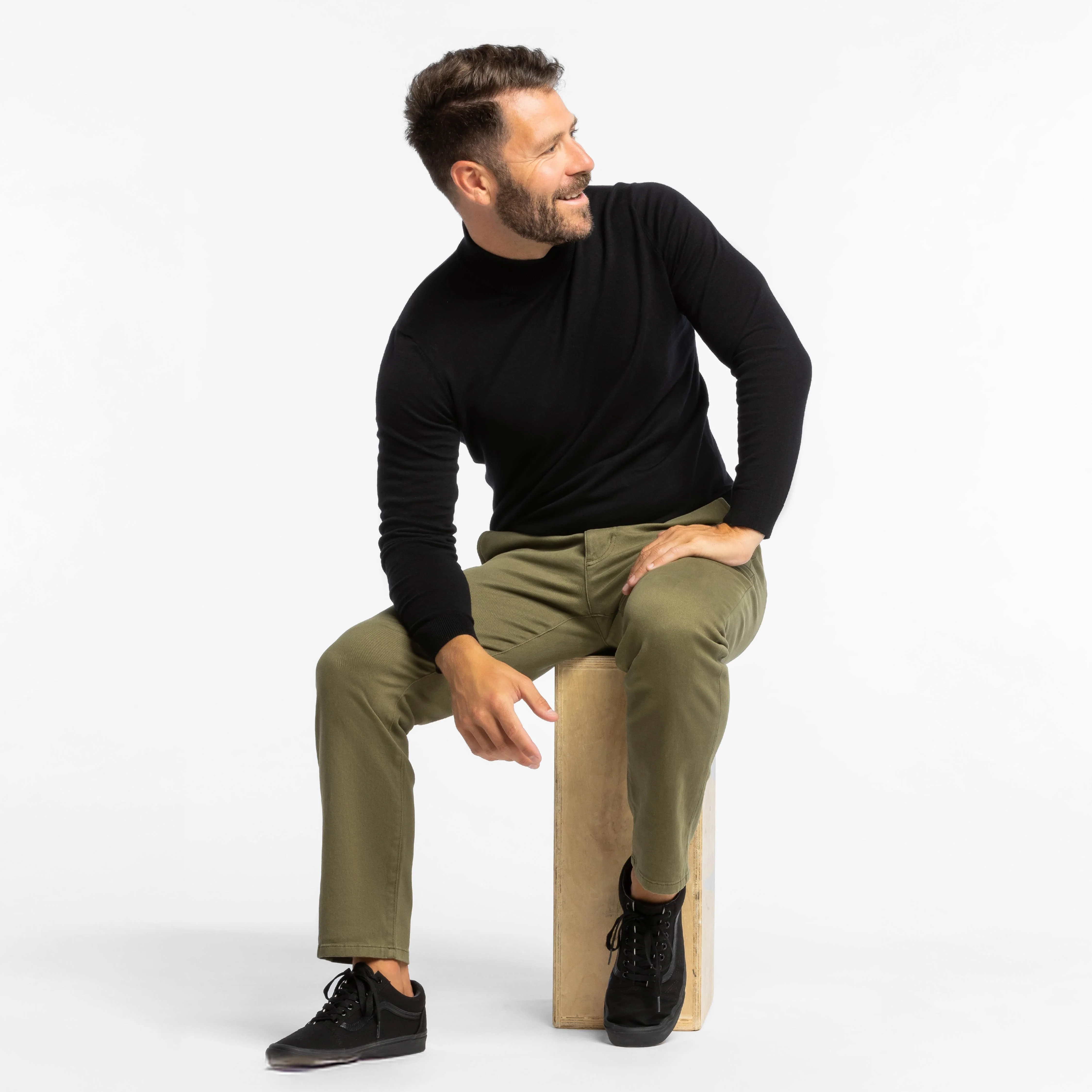 Dark Olive Washed Stretch Chino - Image 2