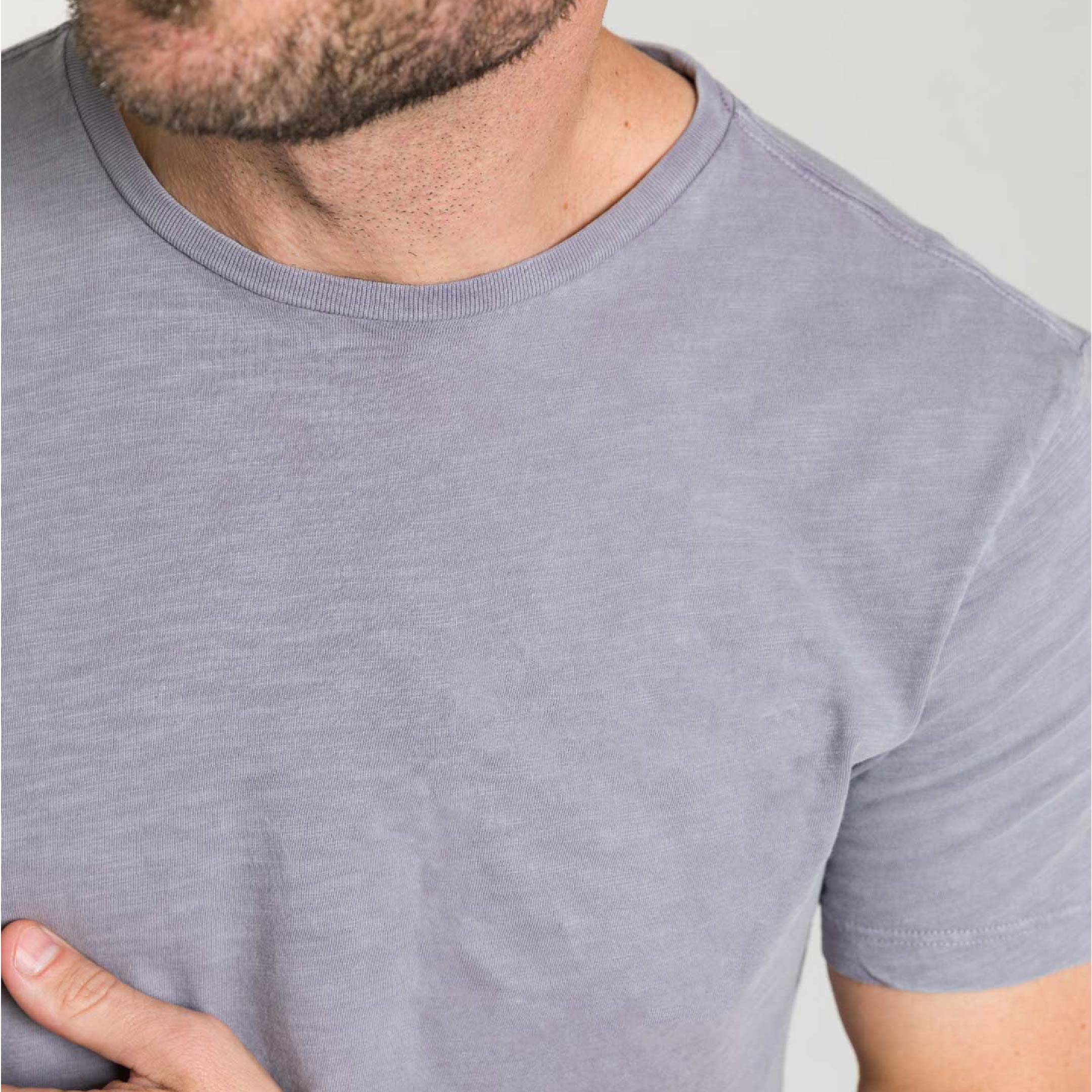 Faded Purple Textured Crew Neck Tee - Image 6