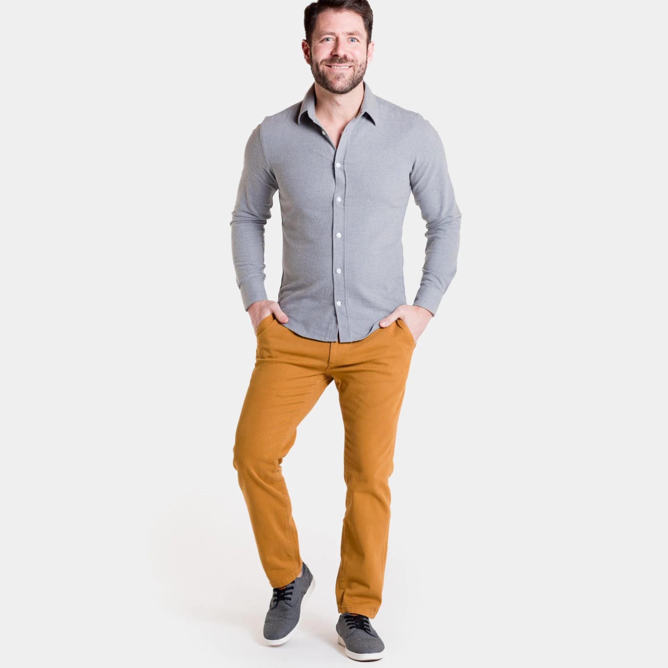 Golden Brown Washed Stretch Chino - Image 3