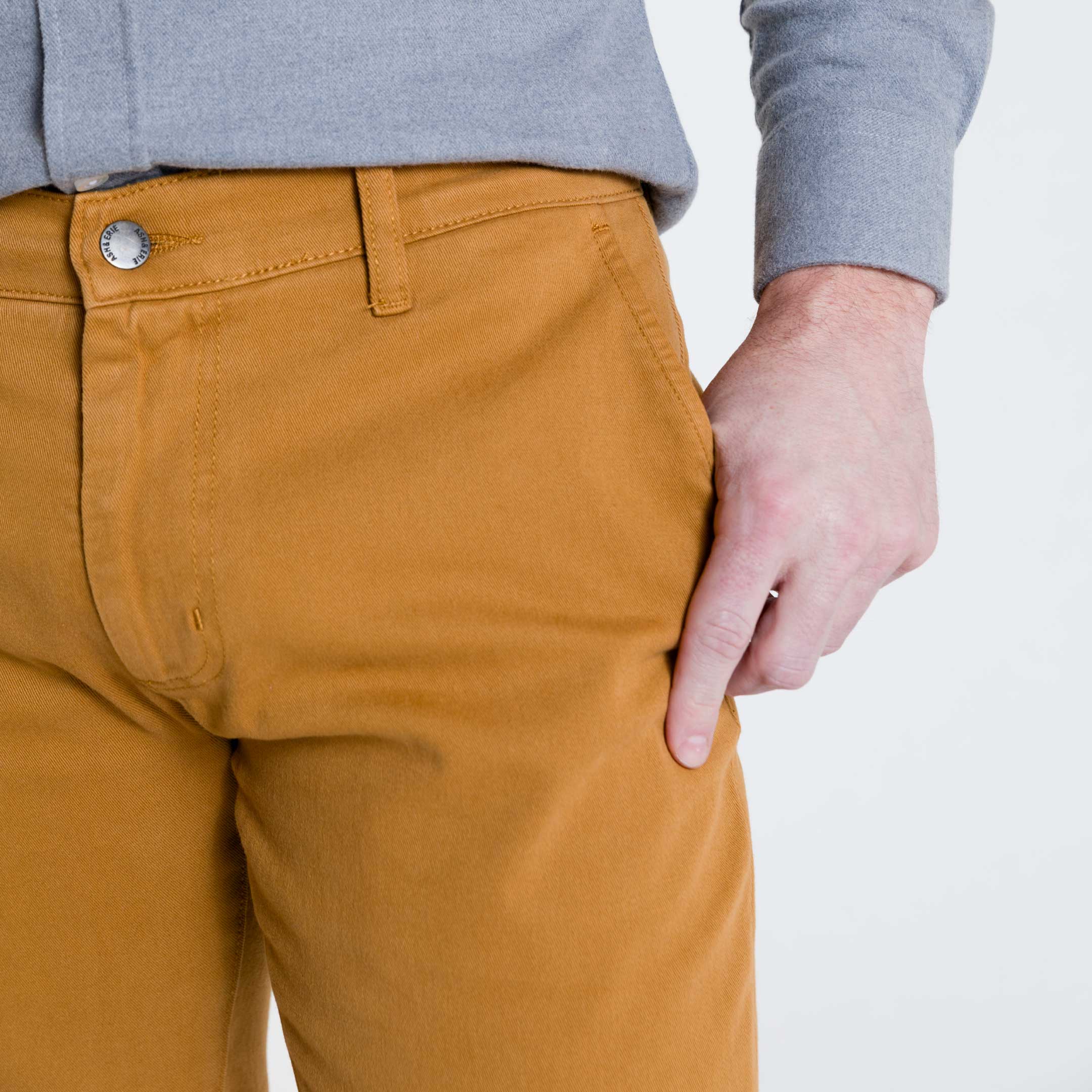 Golden Brown Washed Stretch Chino - Image 4